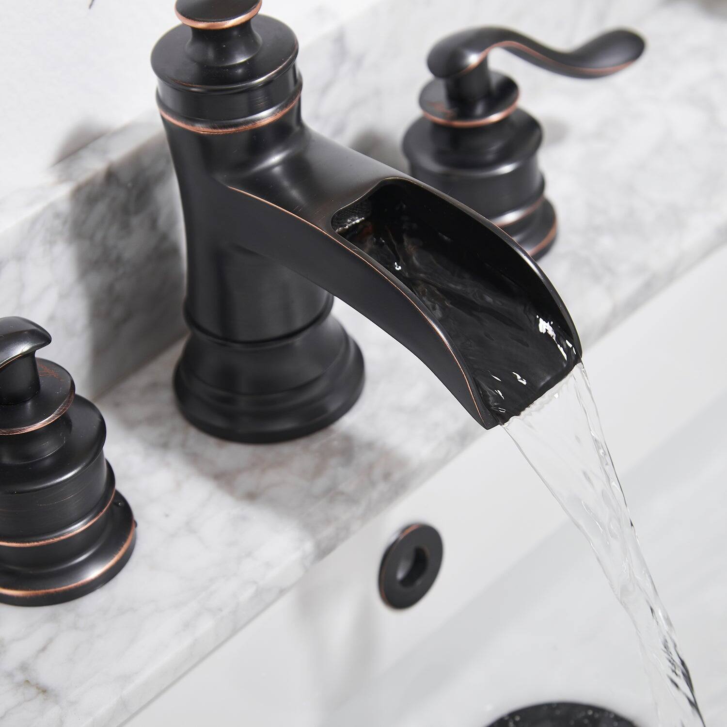 Alt View 5. Boyel Living - Classic Retro Style 8 in. Widespread Double Handle Bathroom Faucet with Drain Kit Included in Oil Rubbed Bronze - Oil Rubbed Bronze.