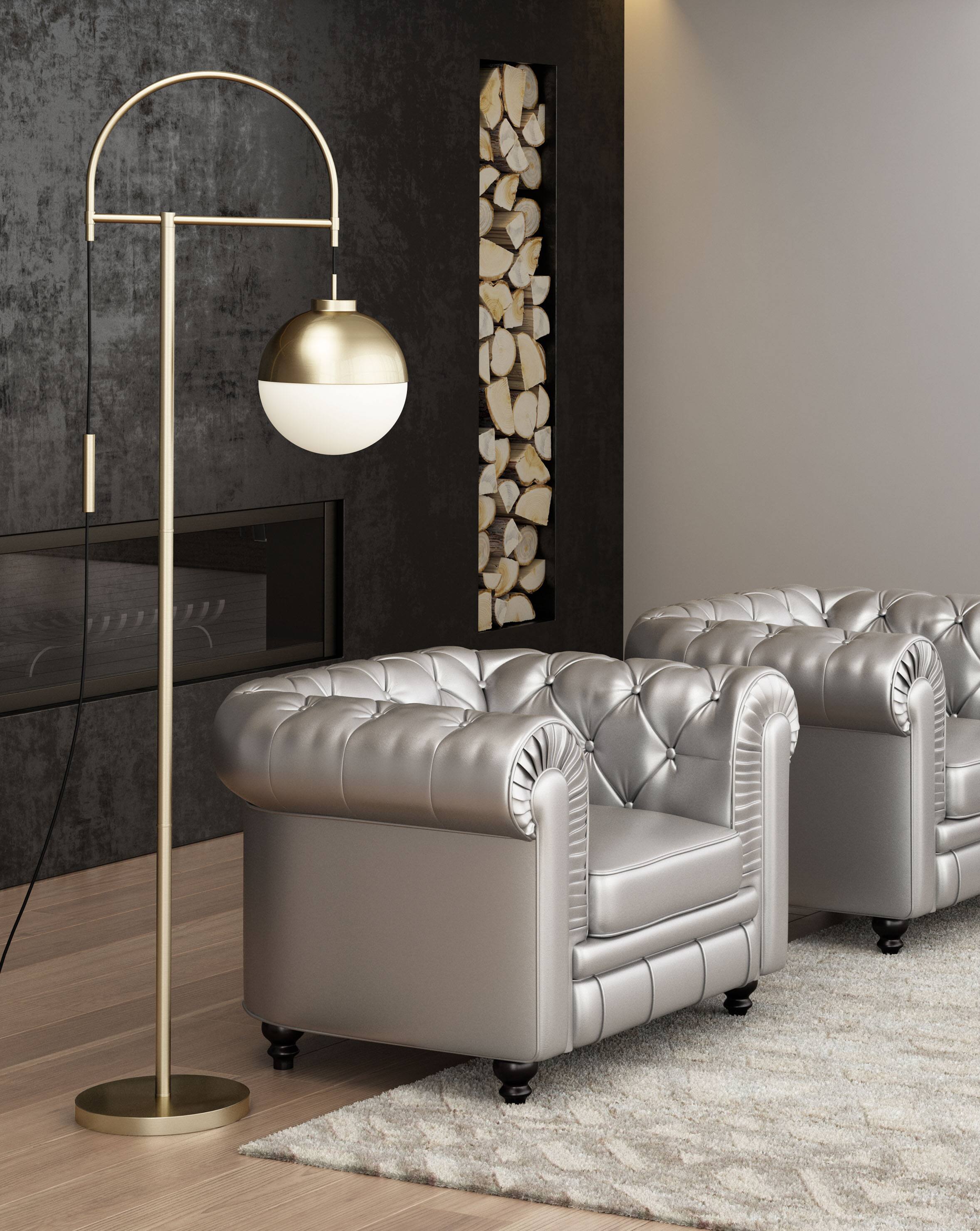 Angle. Hivvago - Waterloo Floor Lamp White & Bronze - White & Bronze.