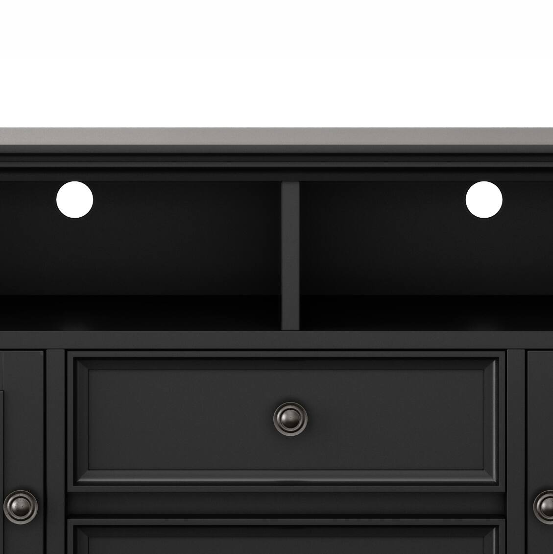 Alt View 6. Simpli Home - Amherst 72 inch Wide Solid Wood Transitional TV Stand in Black - Black.