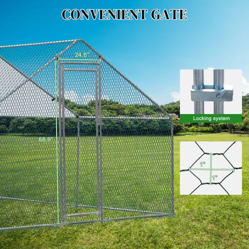 Alt View 4. Winado - 10 x 10FT Metal Walk In Chicken Coop Run Cage Rabbit Hutch Hen House Enclosure.