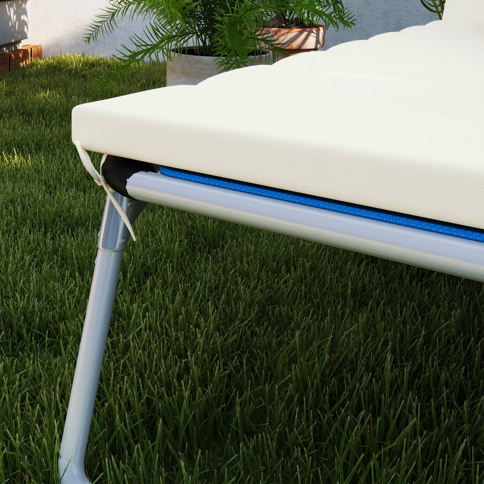 Alt View 8. Outsunny - Outdoor Lounge Chair Cushion Set of 2, 80" x 26" UPF50+ 230gsm Olefin and 25D High-Density Foam - Cream White.