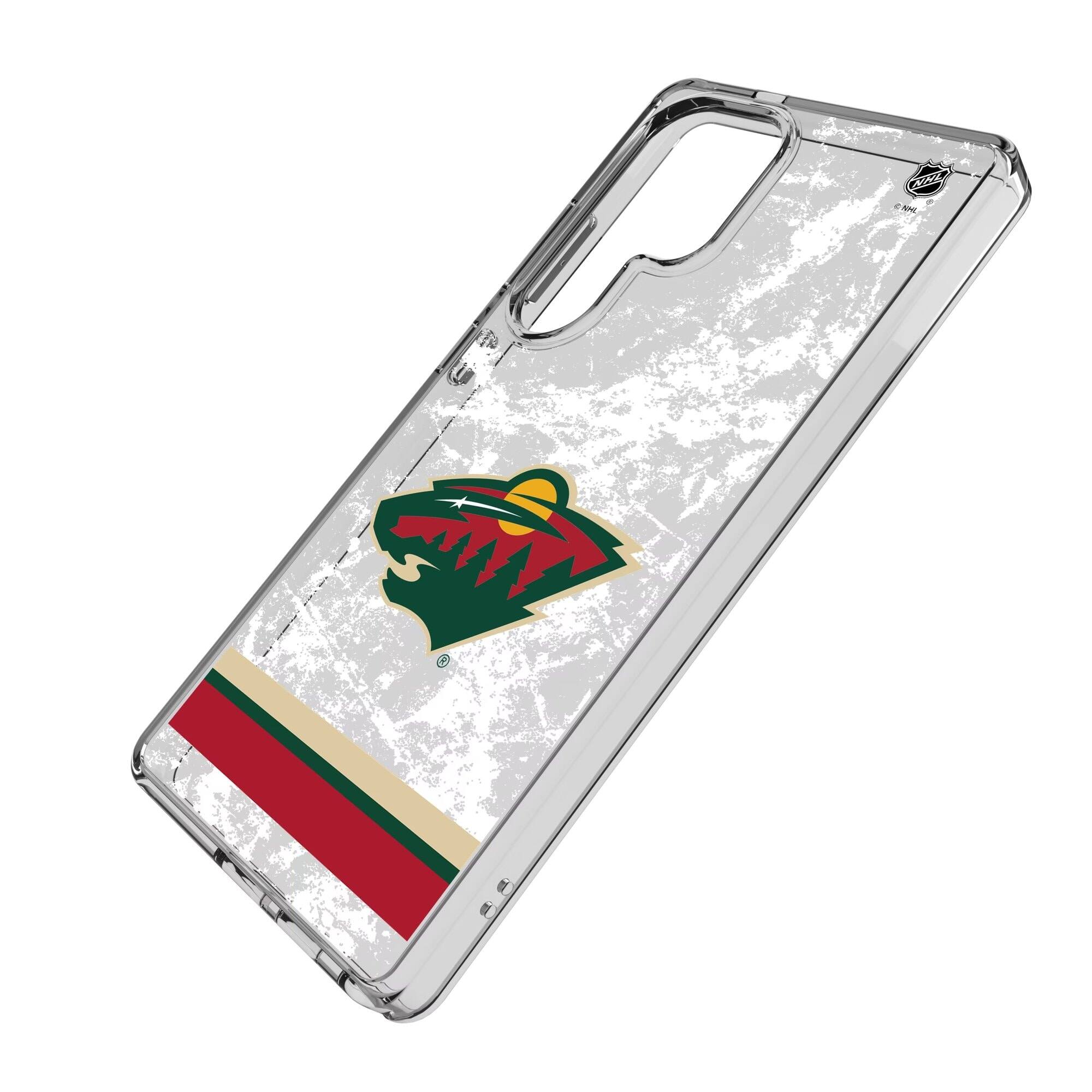 Alt View 1. Keyscaper - Minnesota Wild Galaxy Stripe Clear Ice Case - S24 Ultra - Multicolor.