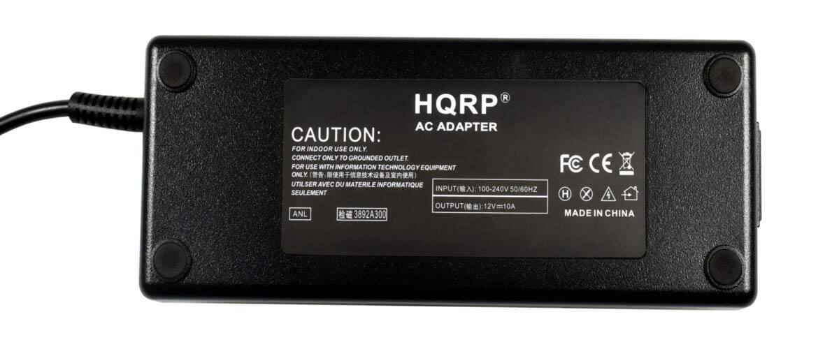 HQRP AC ADAPTER  
CAUTION: FOR INDOOR USE ONLY. CONNECT ONLY TO GROUNDED OUTLET. FOR USE WITH INFORMATION TECHNOLOGY EQUIPMENT ONLY.  
UTILISER AVEC DU MATERIEL INFORMATIQUE SEULEMENT.  
INPUT: 100-240V 50/60HZ  
OUTPUT: 12V=10A  
ANL  
3892A300  
FC CE  
MADE IN CHINA