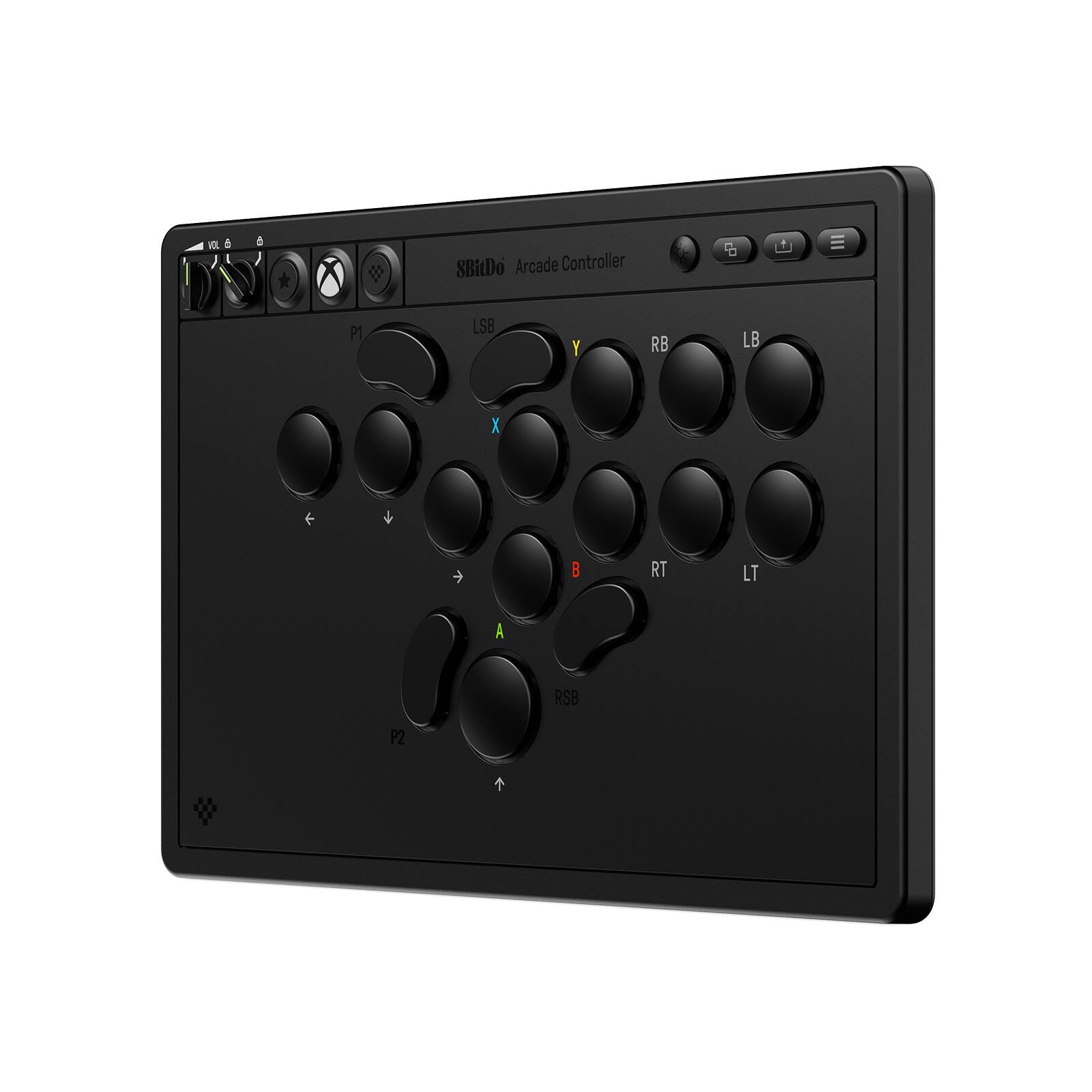 8BitDo Arcade Controller

P1
LSB X Y RB LB

P2
RSB B A RT LT

VOL

Xbox logo

USB port

Power button

Menu button