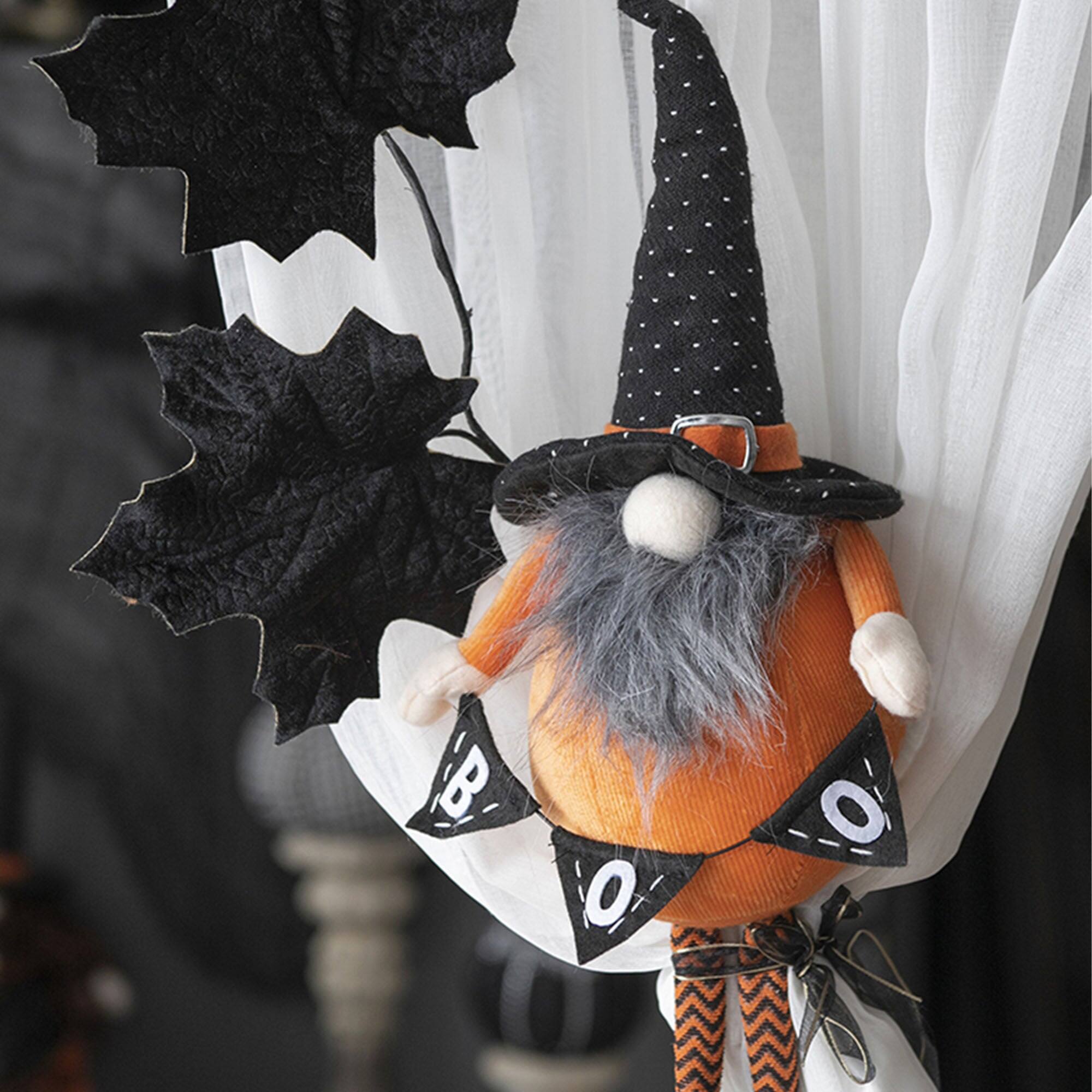 Alt View 1. Boyel Living - Halloween Decorating Fabric Standing Orange Gnome with BOO Banner - Black,Orange,White.