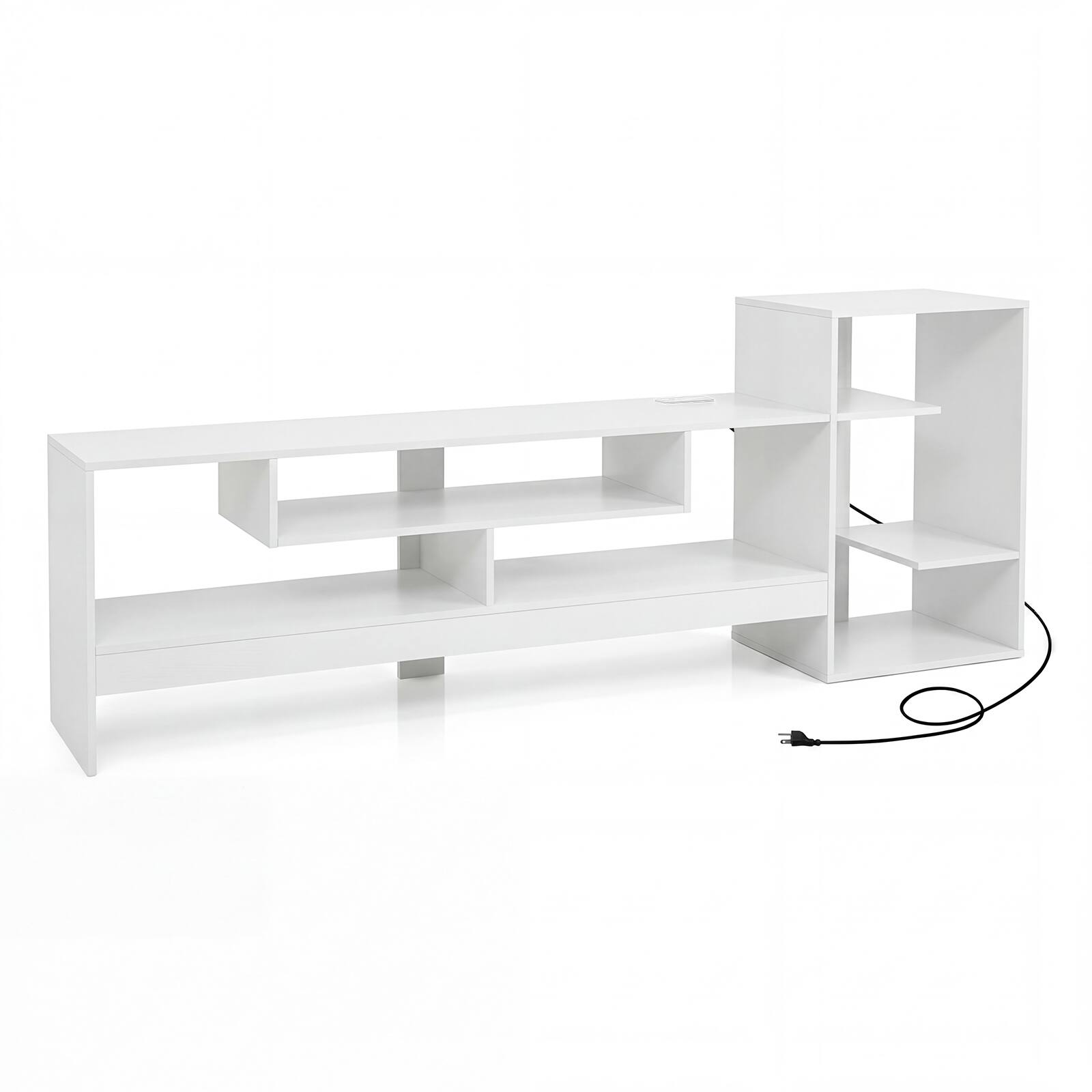 Alt View 9. Costway - Costway Entertainment Center with Power Outlets & Open Storage Shelves for 55 Inch TV - White.