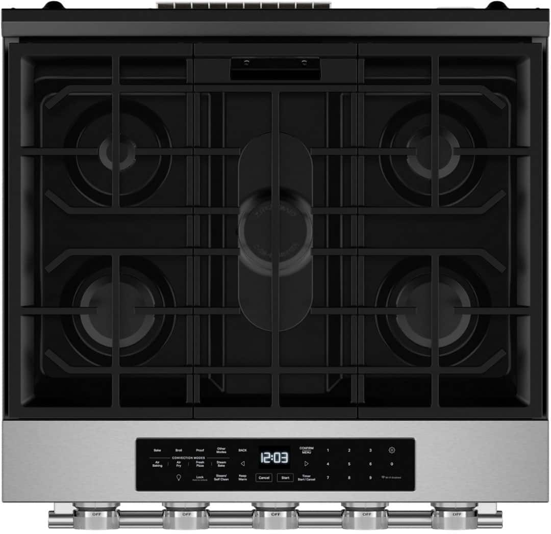 KitchenAid KitchenAid - 5.0 Cu. Ft. Slide-In Gas True Convection Range with Self Clean, Steam Clean, and 2-in-1 Burner - Stainless Steel 10
