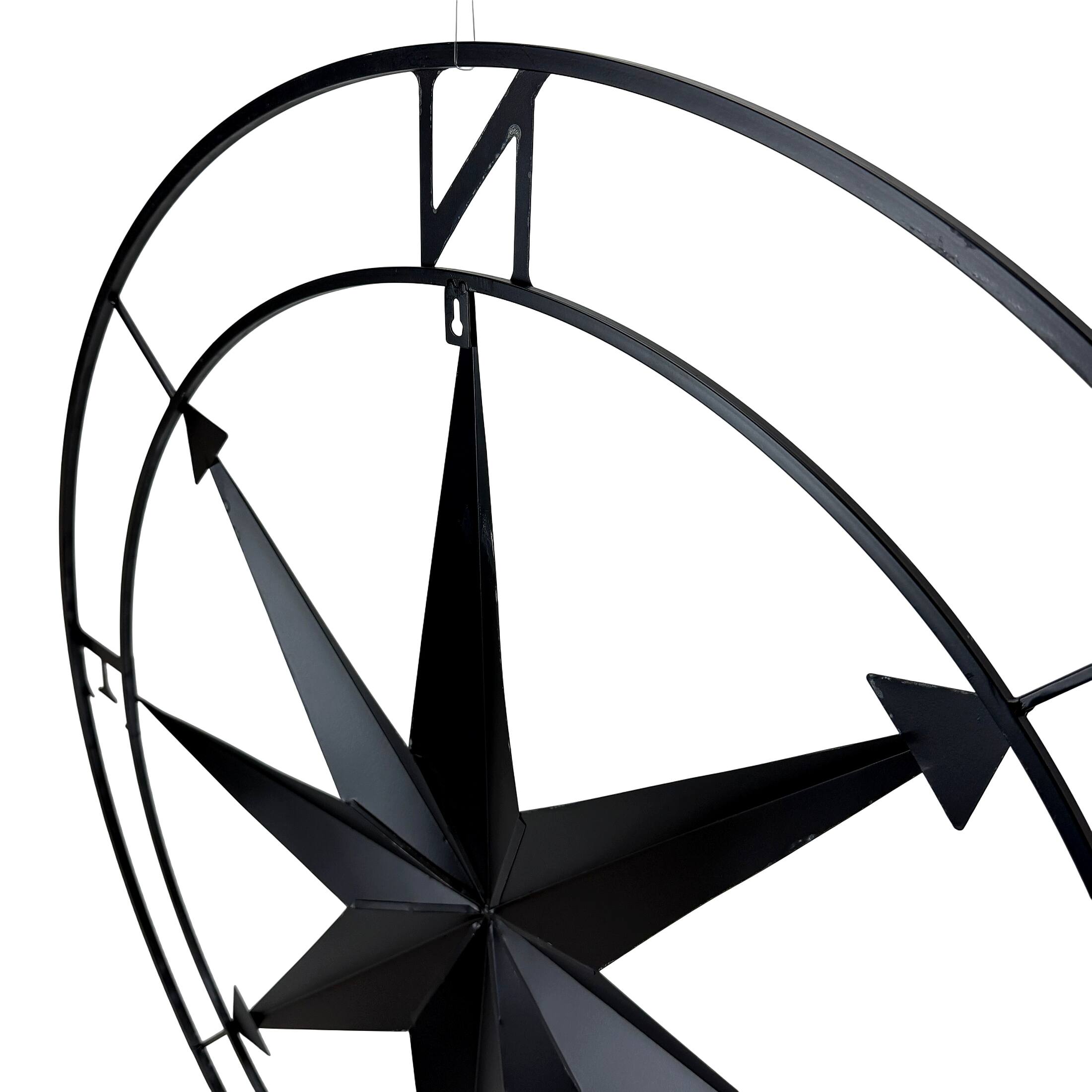 Alt View 2. Zeckos - Black Indoor Outdoor Metal Compass Rose Hanging Wall Decor 39.5 Inch Diameter - Black.