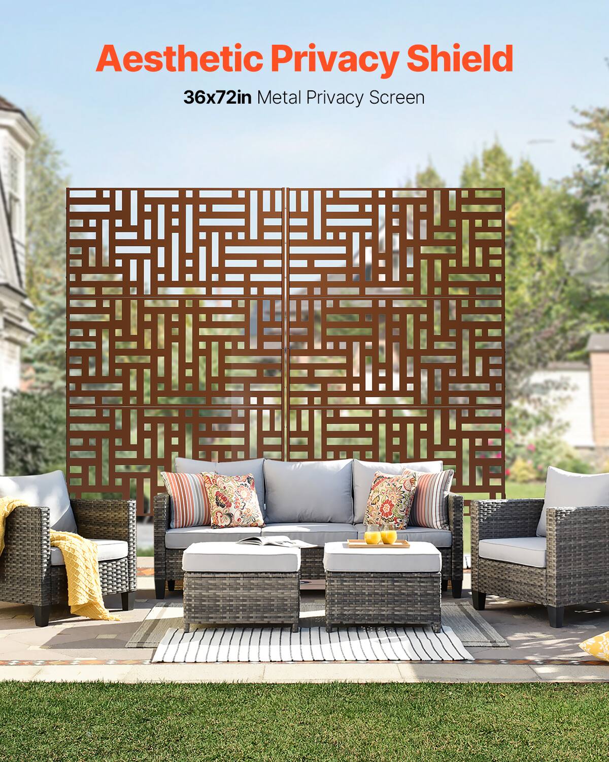 Aesthetic Privacy Shield  
36x72in Metal Privacy Screen
