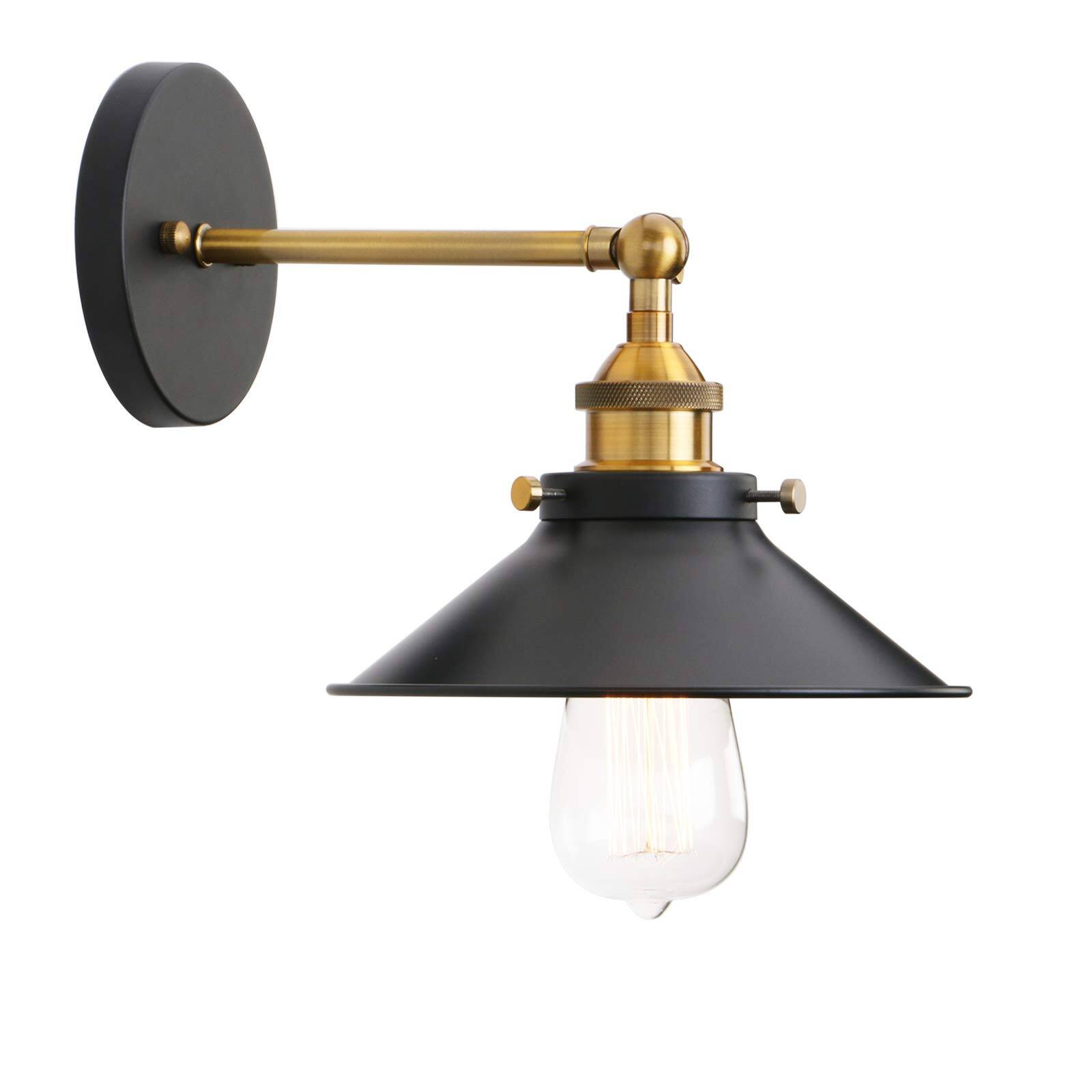 Front. Comfort Essence - Vintage Industrial Metal Wall Sconce Lighting Degree Adjustable Lamp - Antique-Black.