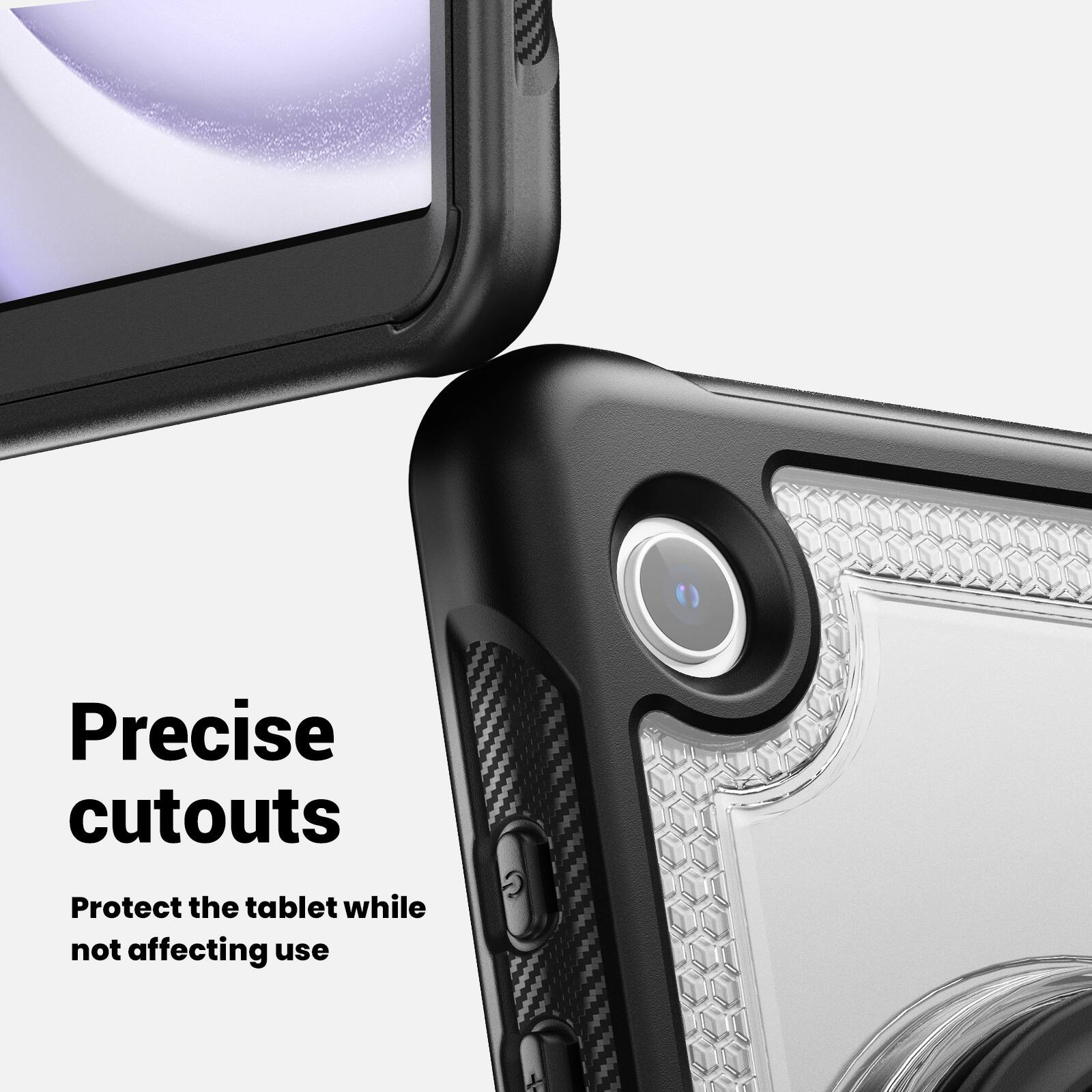 Precise cutouts  
Protect the tablet while not affecting use