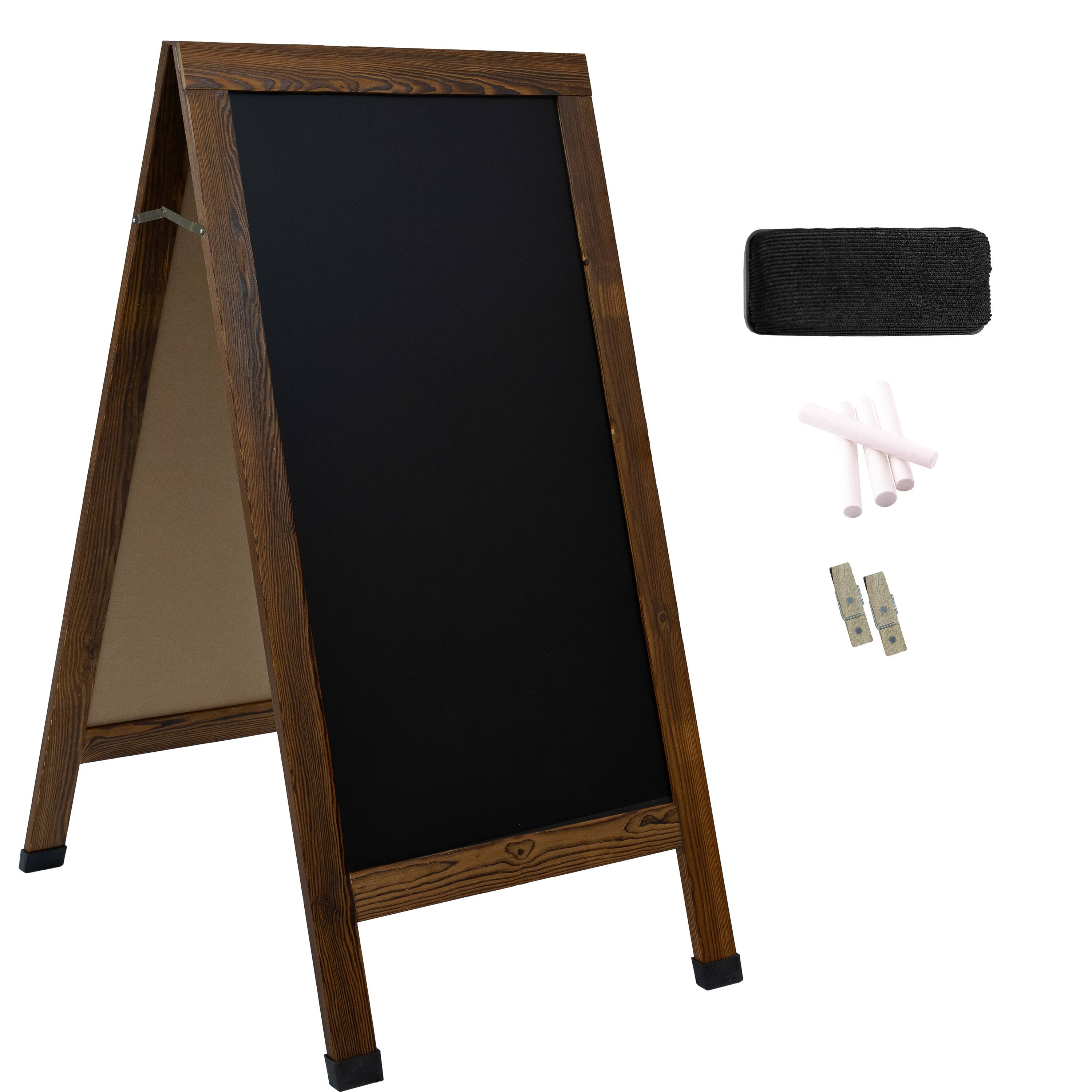 Sunnydaze - 57" x 27" Chalkboard with Chalk and Eraser - Rustic Brown
