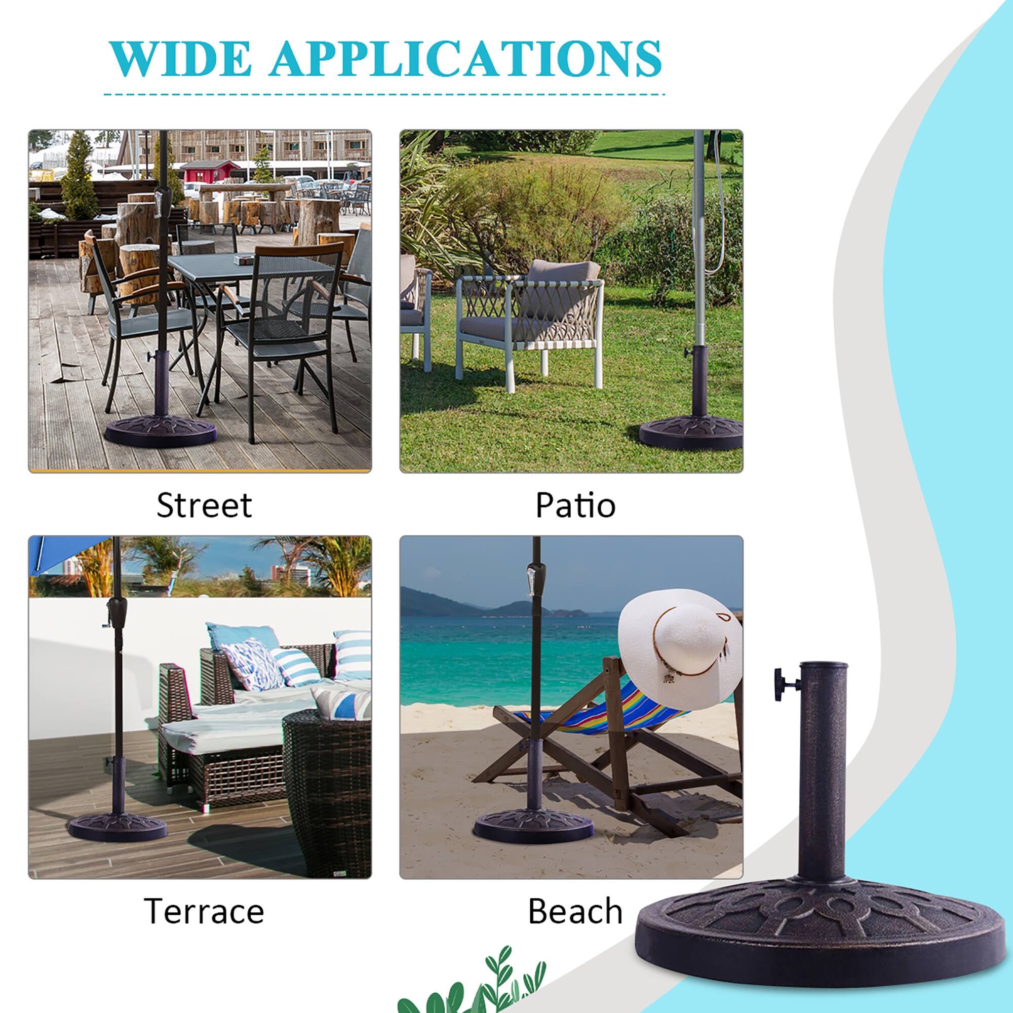Wide Applications: Street, Patio, Terrace, Beach