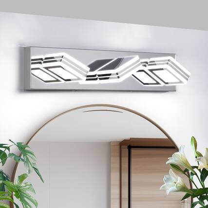 Front. HOMLUX - 19.69 in. 3 Lights Chrome LED Vanity Light Bar with Acrylic Shade.