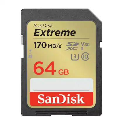 SanDisk Extreme
170 MB/s*
64 GB
V30
XC I
3 UHS-I
10
SanDisk