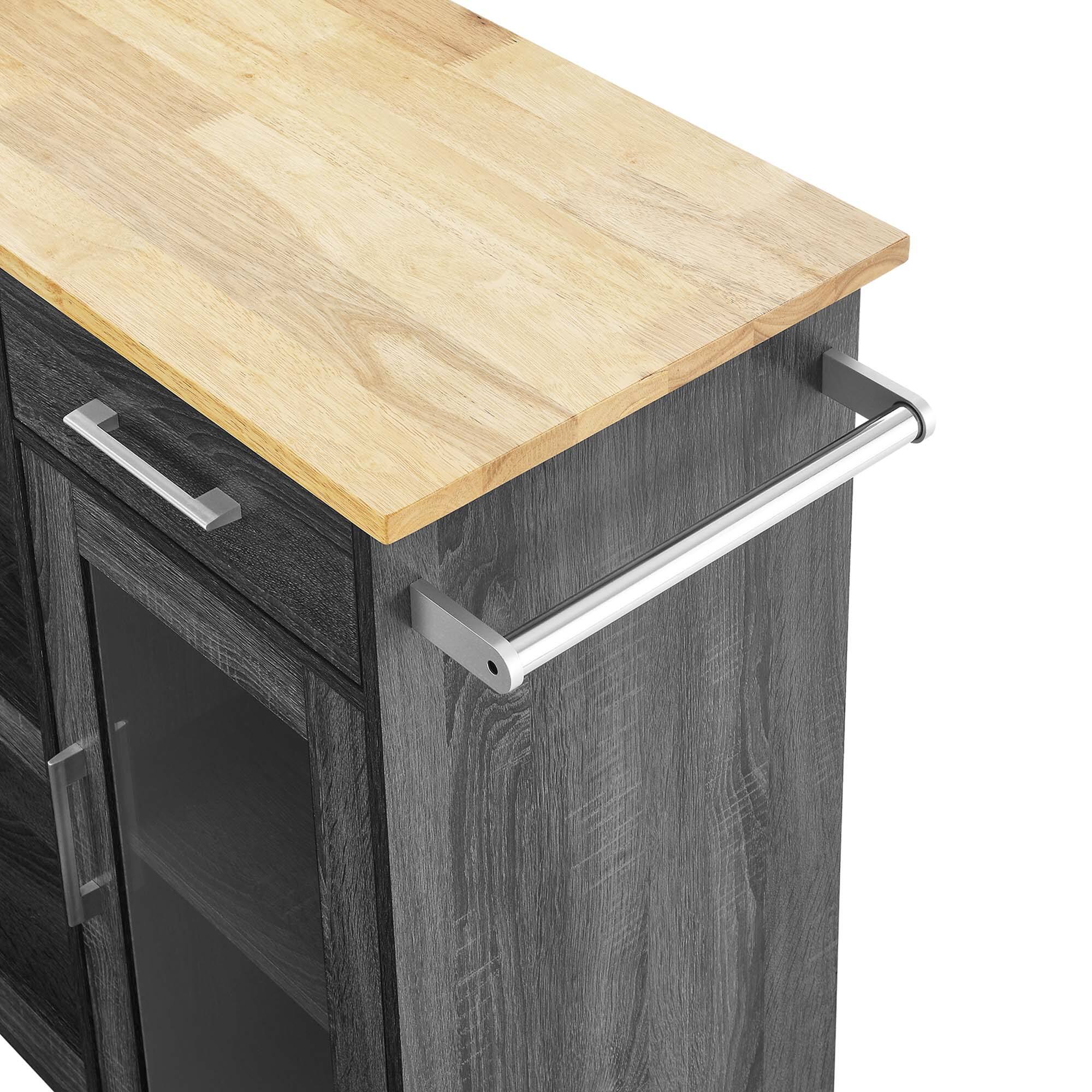 Alt View 7. Modway - Culinary Kitchen Cart With Towel Bar by Modway - Charcoal Natural.
