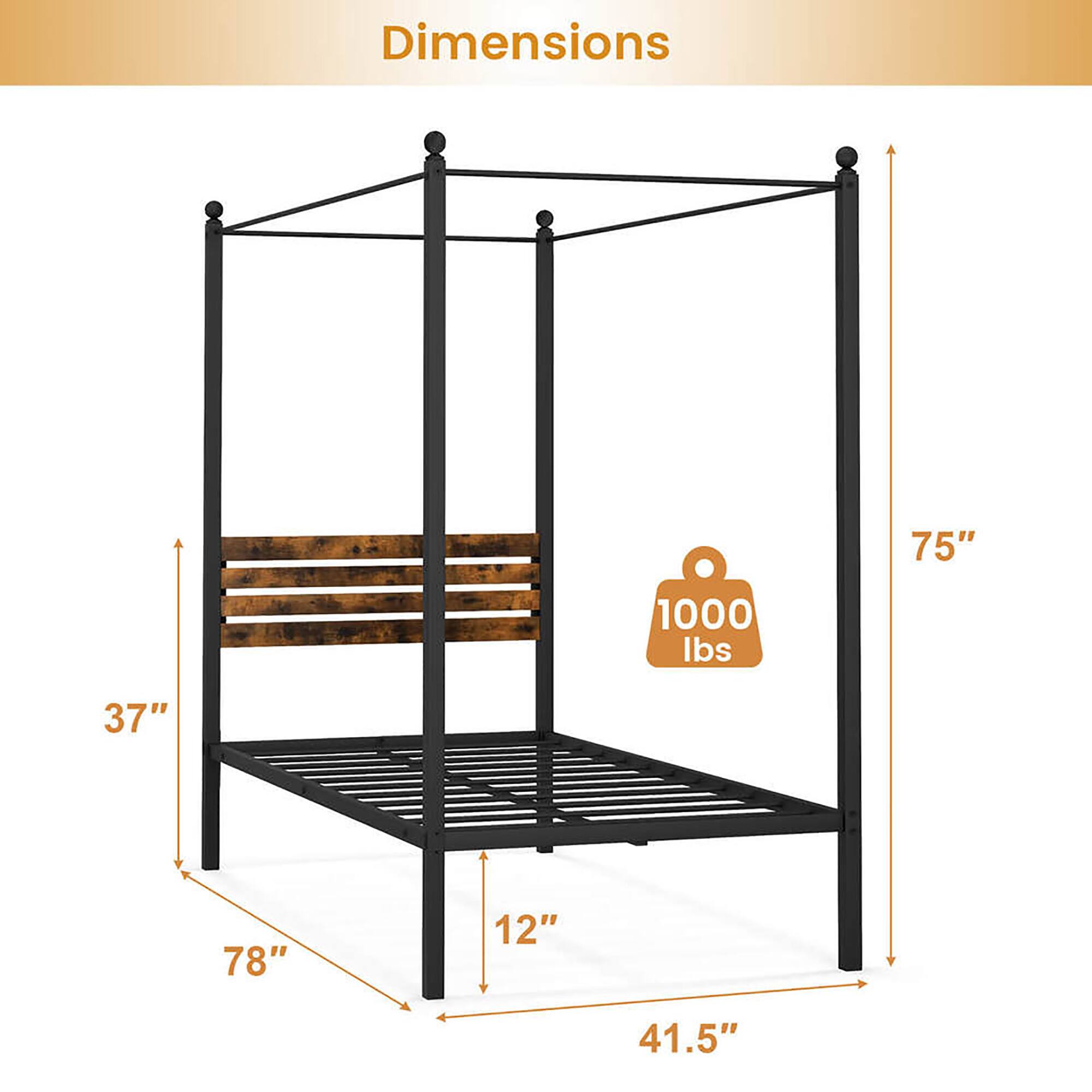 Dimensions  
75"  
1000 lbs  
37"  
78"  
12"  
41.5"