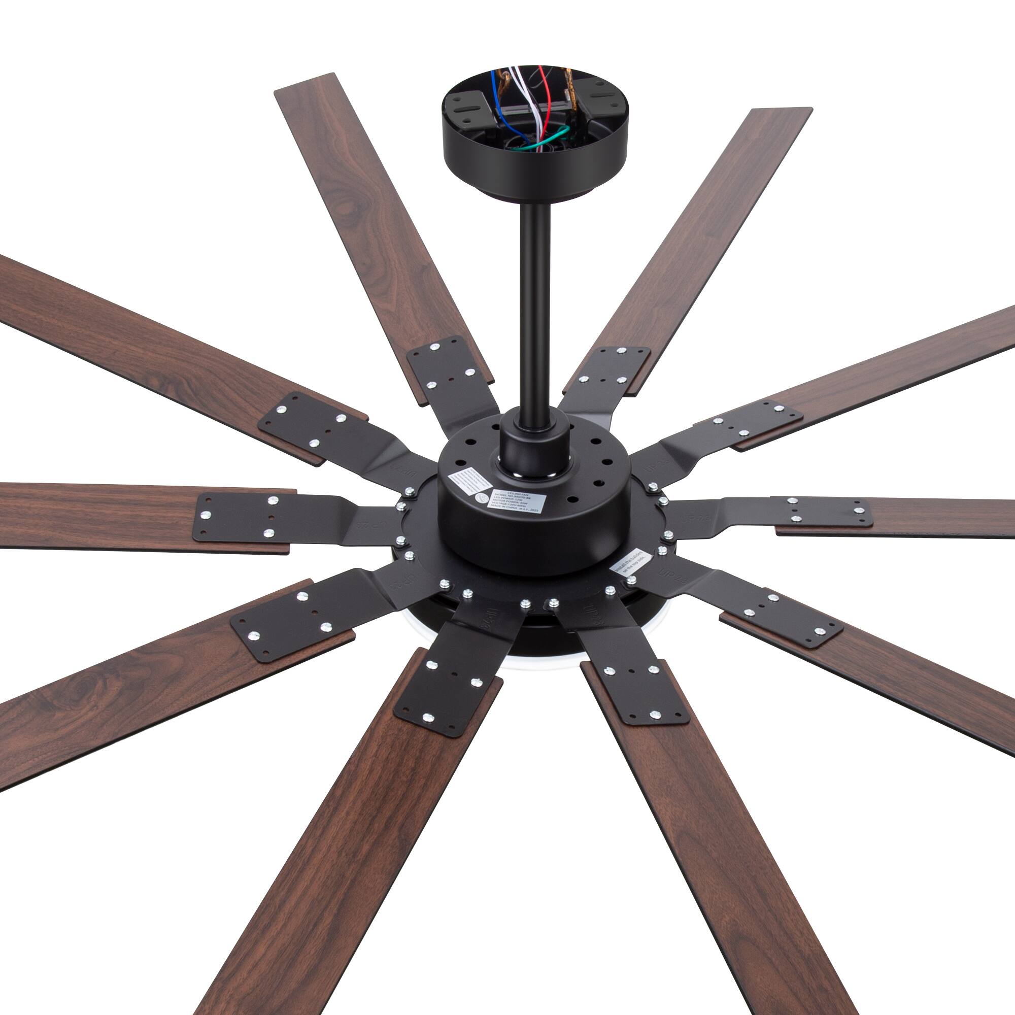 Alt View 9. Breezary - 72-Inch 10-Blade LED Ceiling Fan, DC Motor, 3 Color Temperature Options, Remote Control, and Reversible Function - matte black.