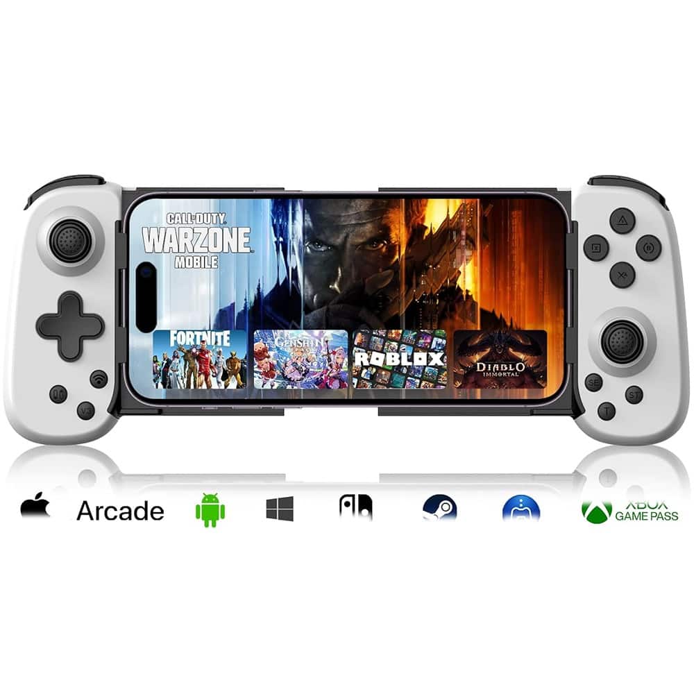 ACJPR - Mobile Game Controller, Wireless Joystick, Turbo, 6-Axis Gyro, for iPhone/PC - Color: White Size: Standard Version(D6)