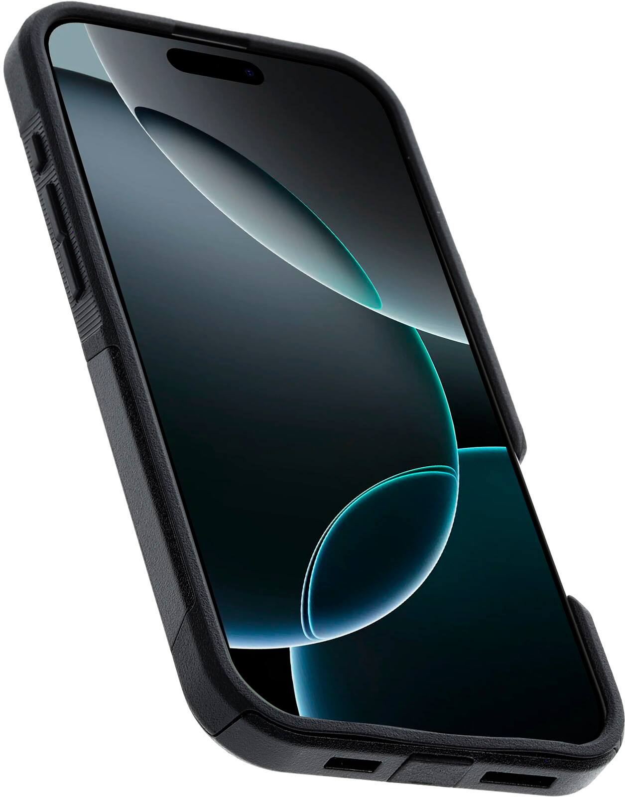 Left. OtterBox - Commuter Series Hard Shell for MagSafe for Apple iPhone 16 Pro Max - Black.