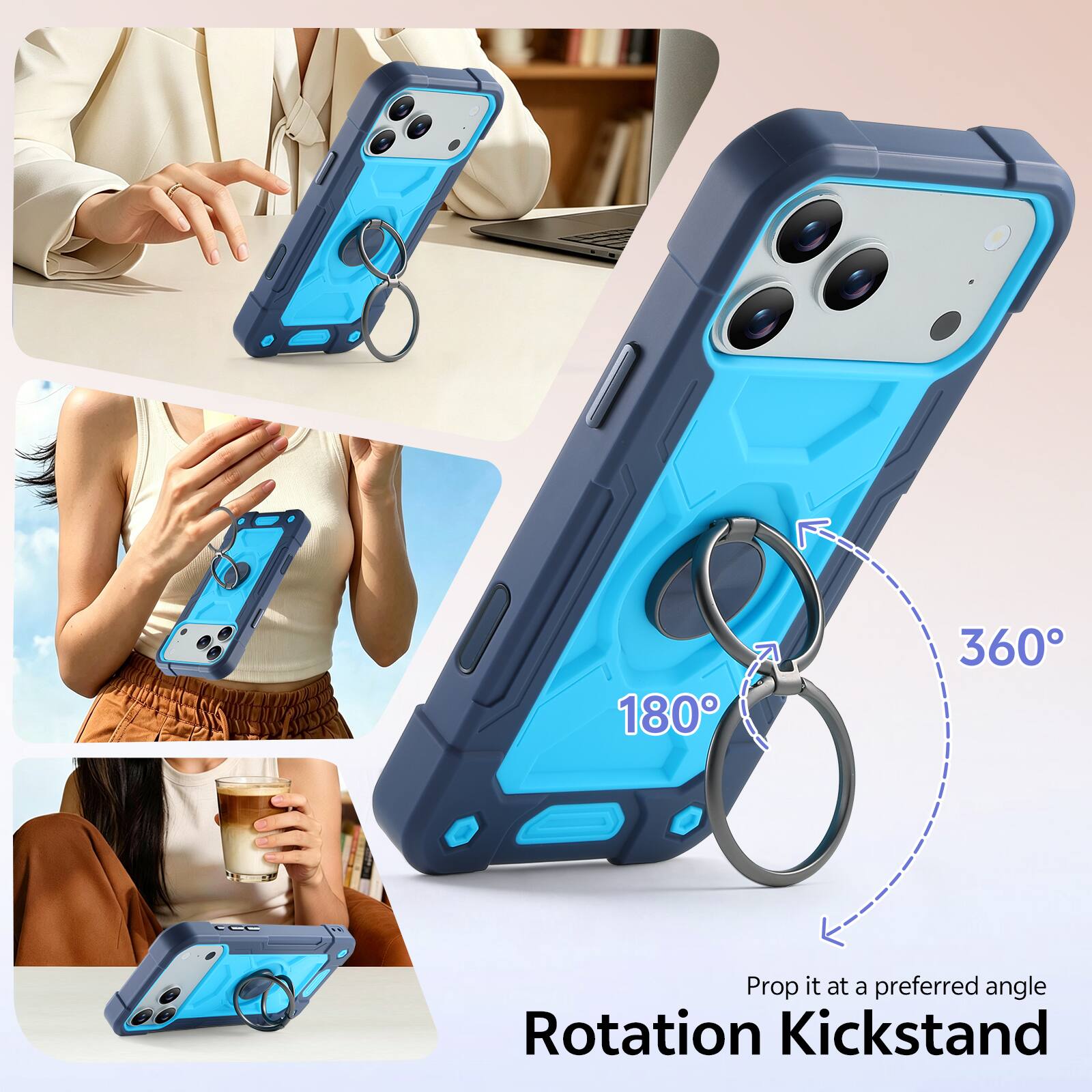 180° 360° CCL

Prop it at a preferred angle

Rotation Kickstand