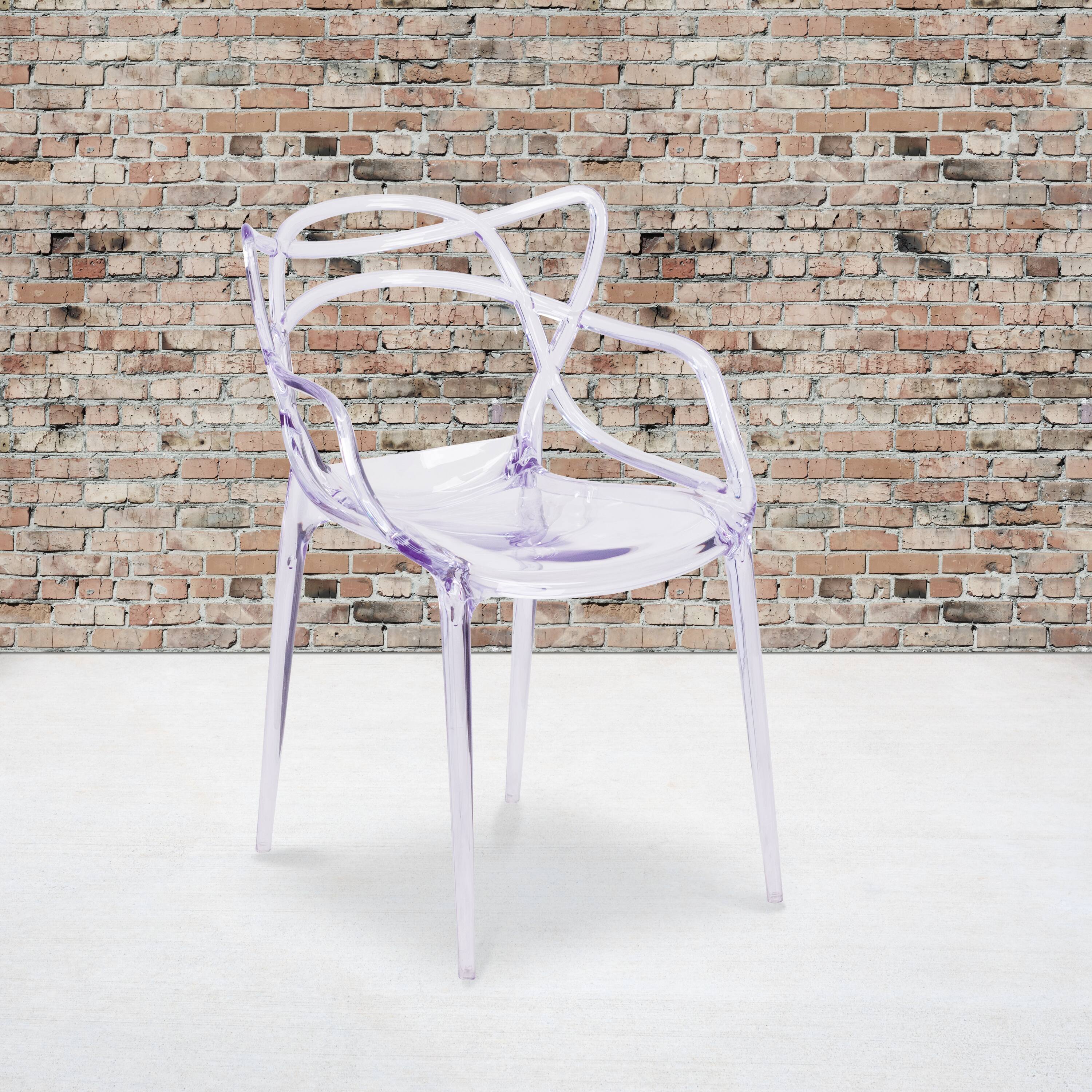 Alt View 2. Emma + Oliver - 4 Pack Transparent Stacking Side Chair - Clear.