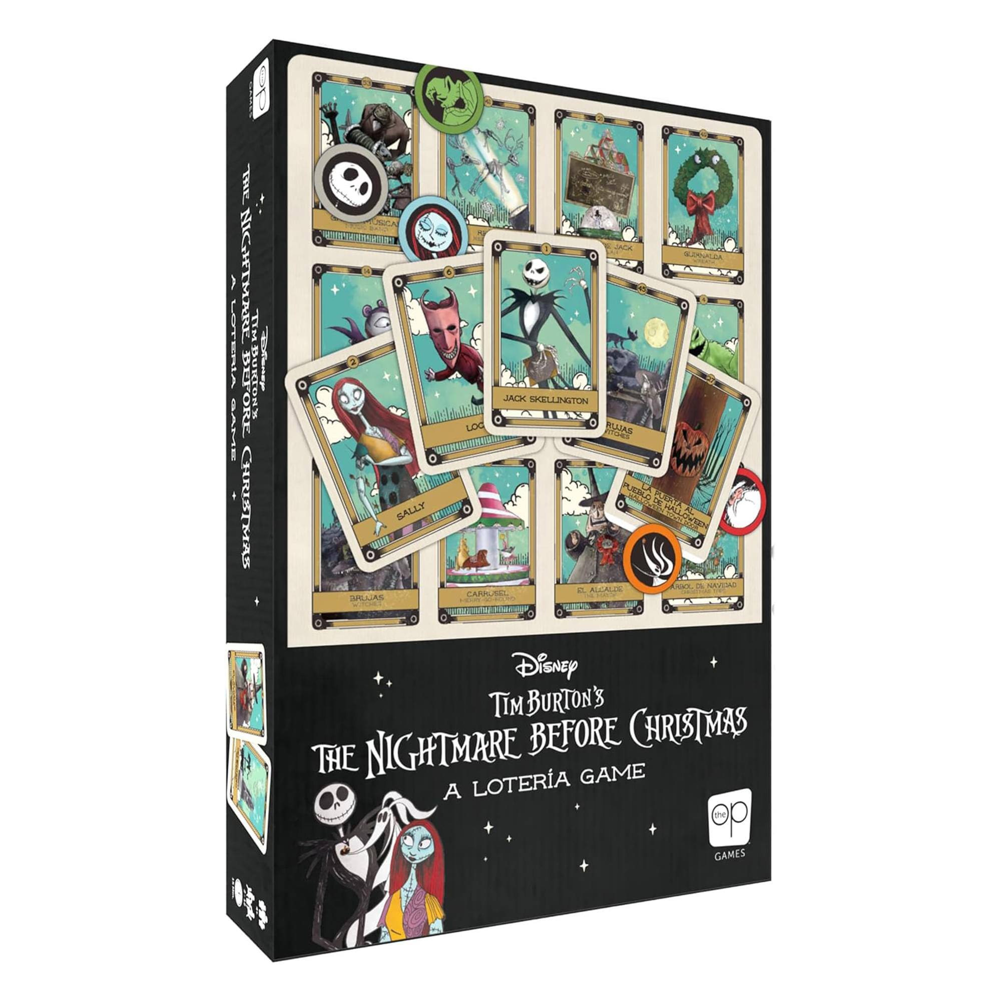 TRE : ) NIGHTMARE BEFORE CHRISTMAS LOTERIA BET REDU Dofbeny SAME FORE CHRUTMAS SDA JACK EKELLINGTON LDC ELLIAS PAks PUESO L DE  SALLY eo ALGALIS Cor NIOAN J CAPRUSEL SPUAS Disney TIM BURTON'S BEFORE CHRISTMAS THE NIGHTMARE LOTERIA GAME A do GAMES