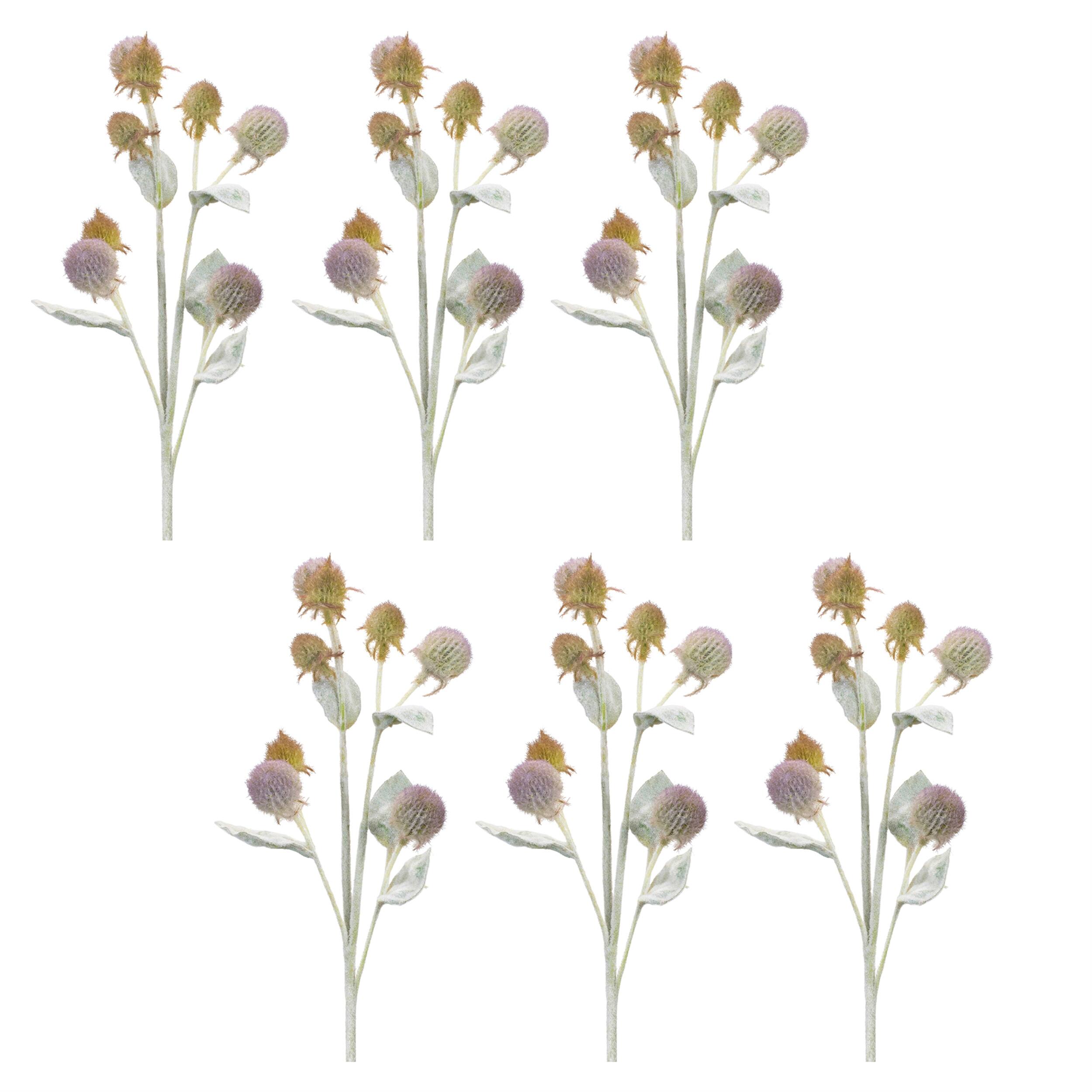 Left. BreeBe - Thistle Foliage Spray (Set of 6) - Purple, Sage Green.