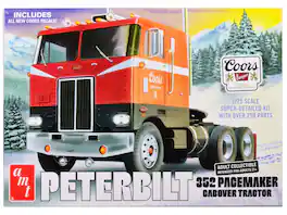 Skill 3 Model Kit Peterbilt 352 Pacemaker Cabover Tractor "Coors" 1/25 Scale Model by AMT - Red,Orange,Black