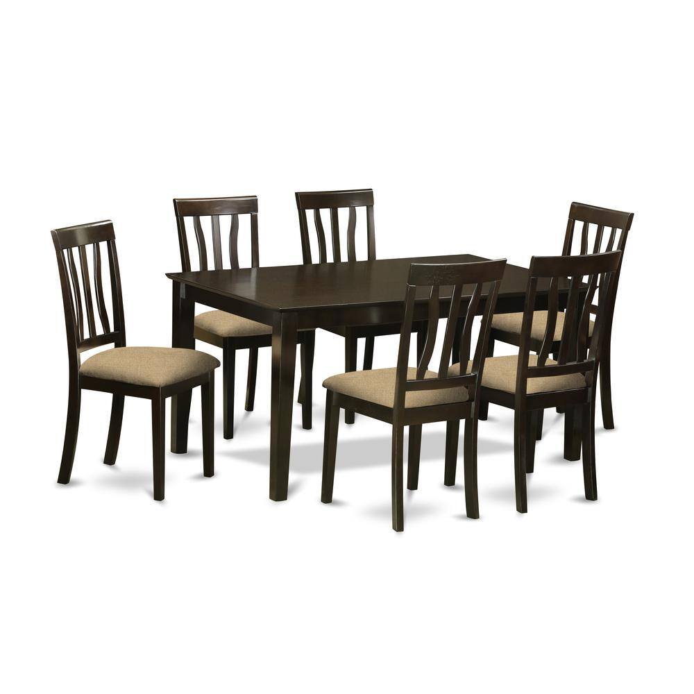 Back. East West Furniture - CAAN7-CAP-C 7 PC Dining room set for 6-Dining Table and 6 Dining Chairs - Cappuccino.