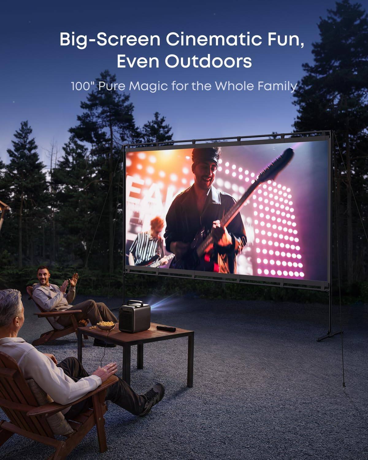 Big-Screen Cinematic Fun, Even Outdoors  
100" Pure Magic for the Whole Family
