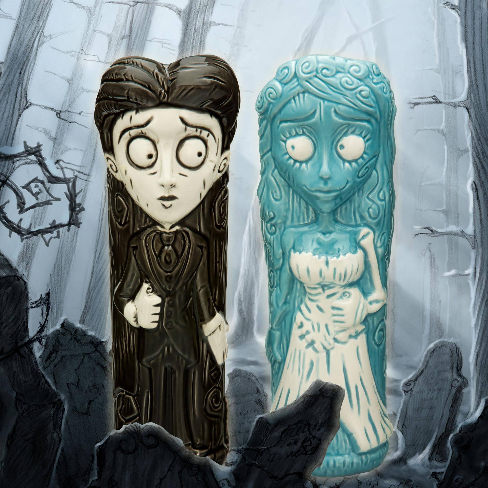 Alt View 2. Beeline Creative - Geeki Tikis Corpse Bride Emily 18oz Ceramic Mug - Blue.