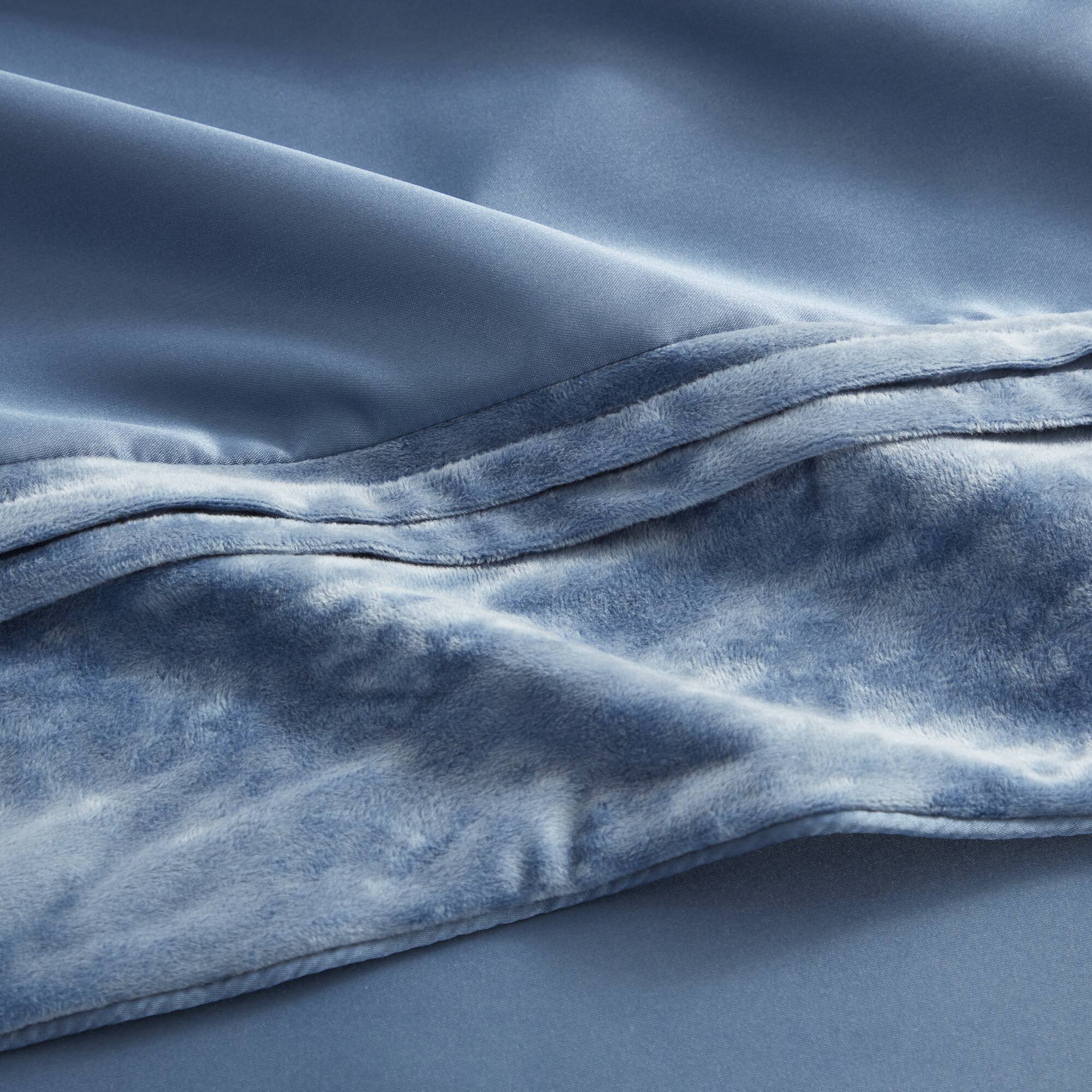 Back. Sweet Home Collection - 7 Piece Luna Crushed Velvet Elegant Comforter & Decorative Pillow Set - Queen - Navy.