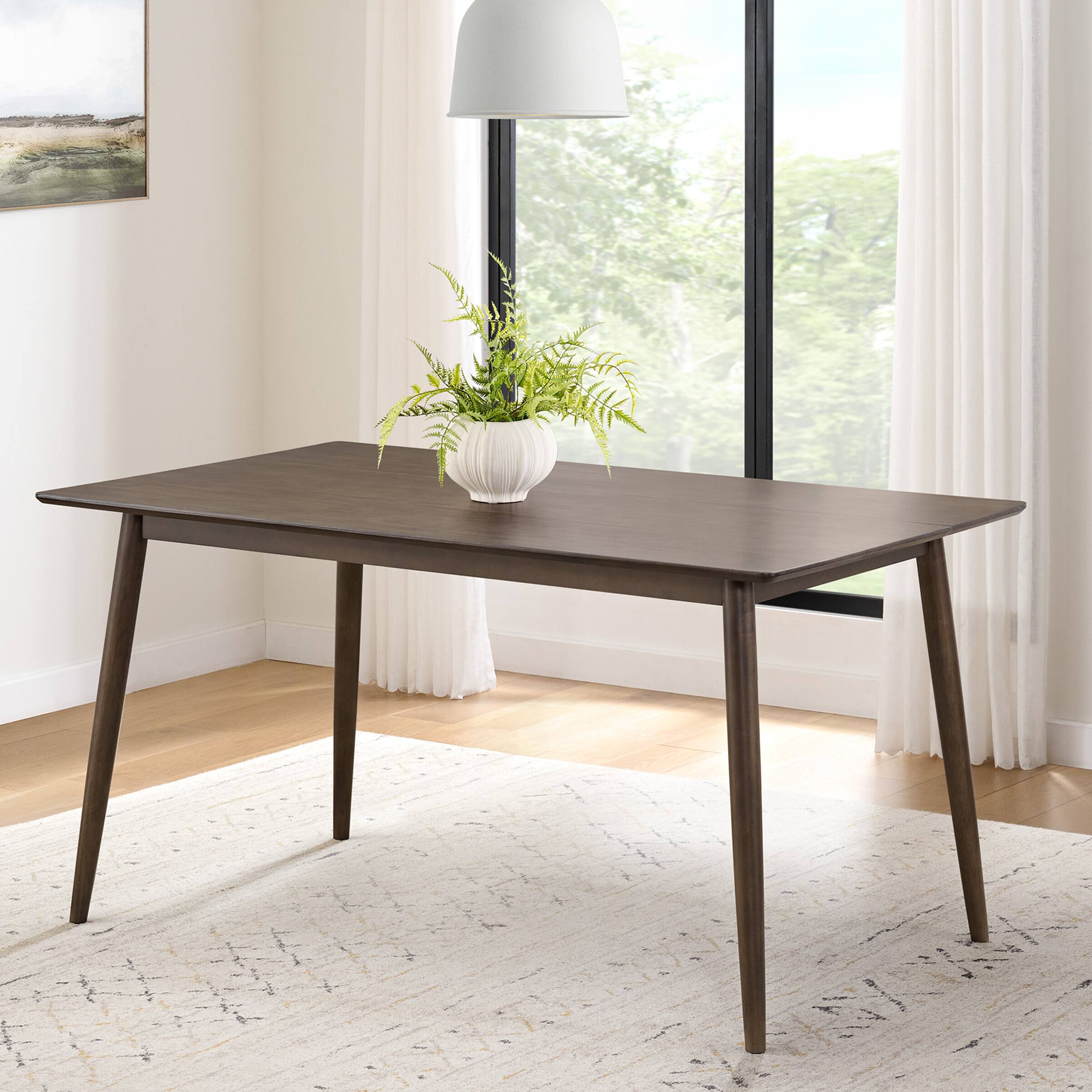 Alt View 1. Alaterre Furniture - 59 in. Wood Mid Century Modern Dining Table - Warm Walnut.