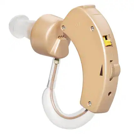 Front. MEDca - MEDca BTE Behind the Ear Sound Amplifier - Hearing Aids for Seniors - Beige.