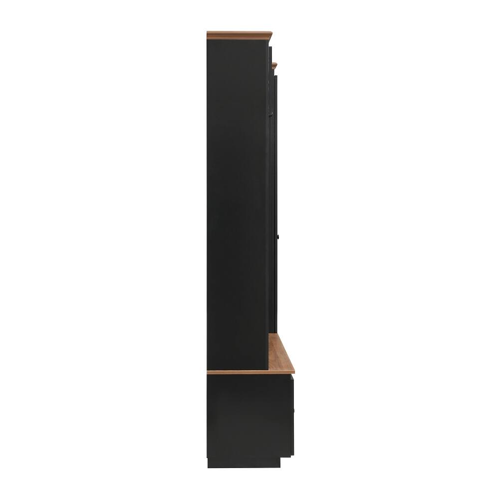 Alt View 9. Loheer - Loheer 78.7 inch tall entryway hall tree, farmhouse coat rack shoe bench with cabinets - Black.