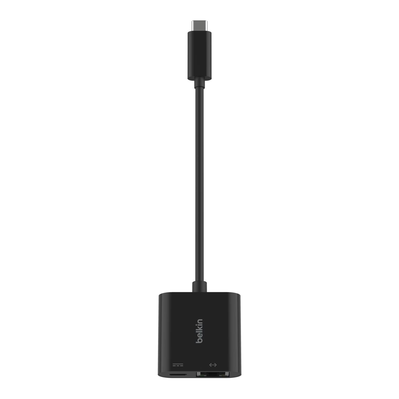 Alt View 1. Belkin - USB-C to Ethernet + Charge Adapter with gigabit Ethernet port and USB Power Delivery up to 100W - Black.