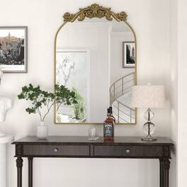 PAIHOME - 19x30 inch Mirror, Traditional Vintage Ornate Baroque Wall Mirror for Bathroom Bedroom Hallway Fireplace Decor - Gold