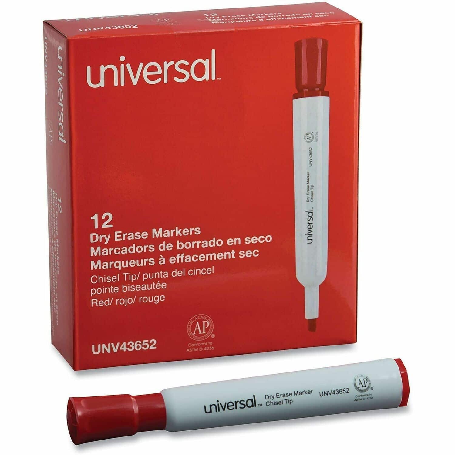 Universal - Dry Erase Marker Erasable Red Ink Dry Glass  General Purpose  Classroom  Home  Office 1 Dozen price history on PriceWatchPro