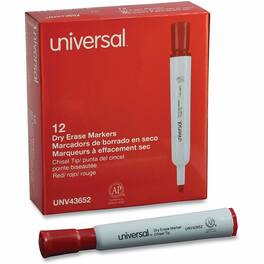 Universal - Dry Erase Marker Erasable Red Ink Dry Glass General Purpose Classroom Home Office 1 Dozen