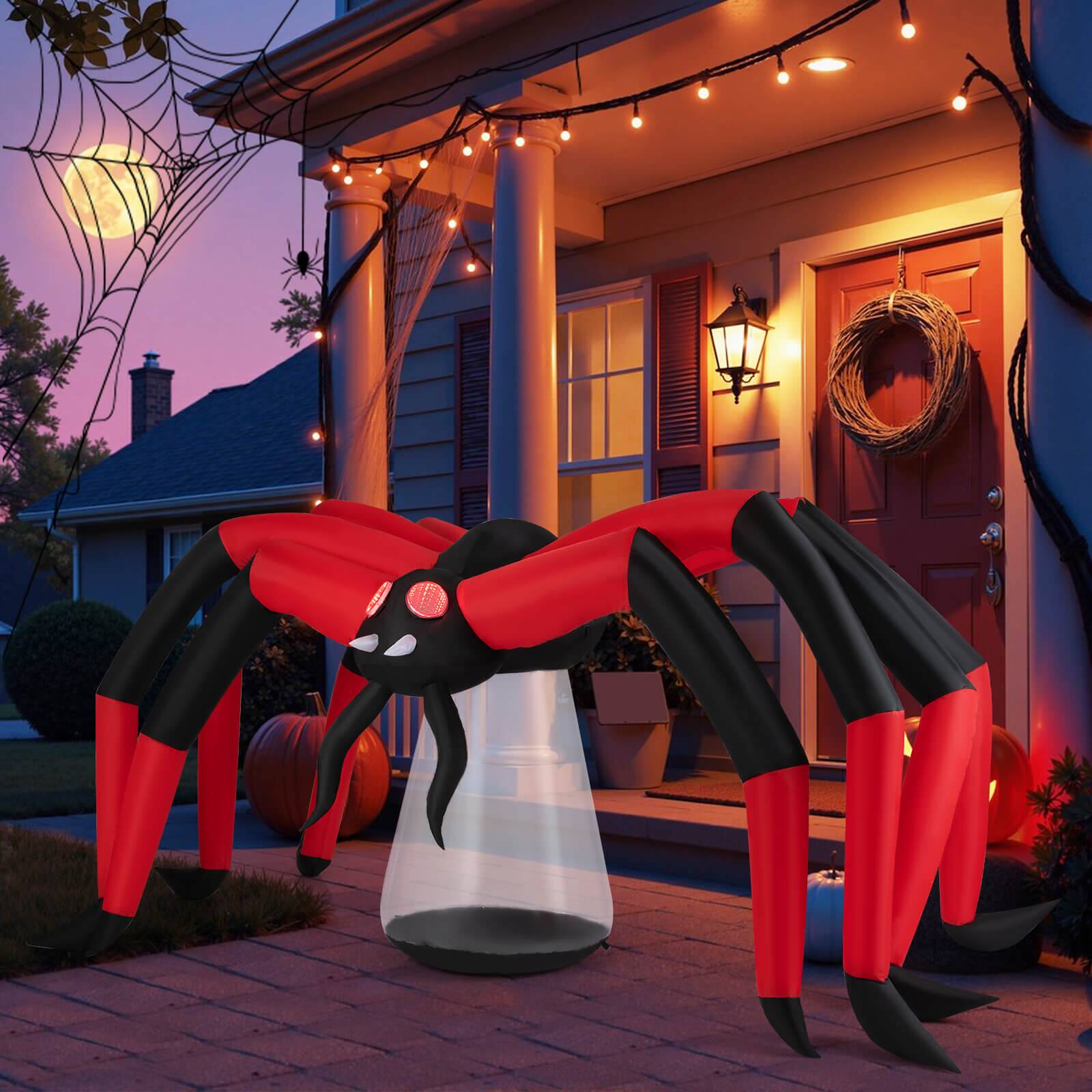 Alt View 3. Costway - Costway 5 FT Halloween Inflatable Spider with Red Tunnel Light Eyes Ground Stakes for Lawn - Multicolor.