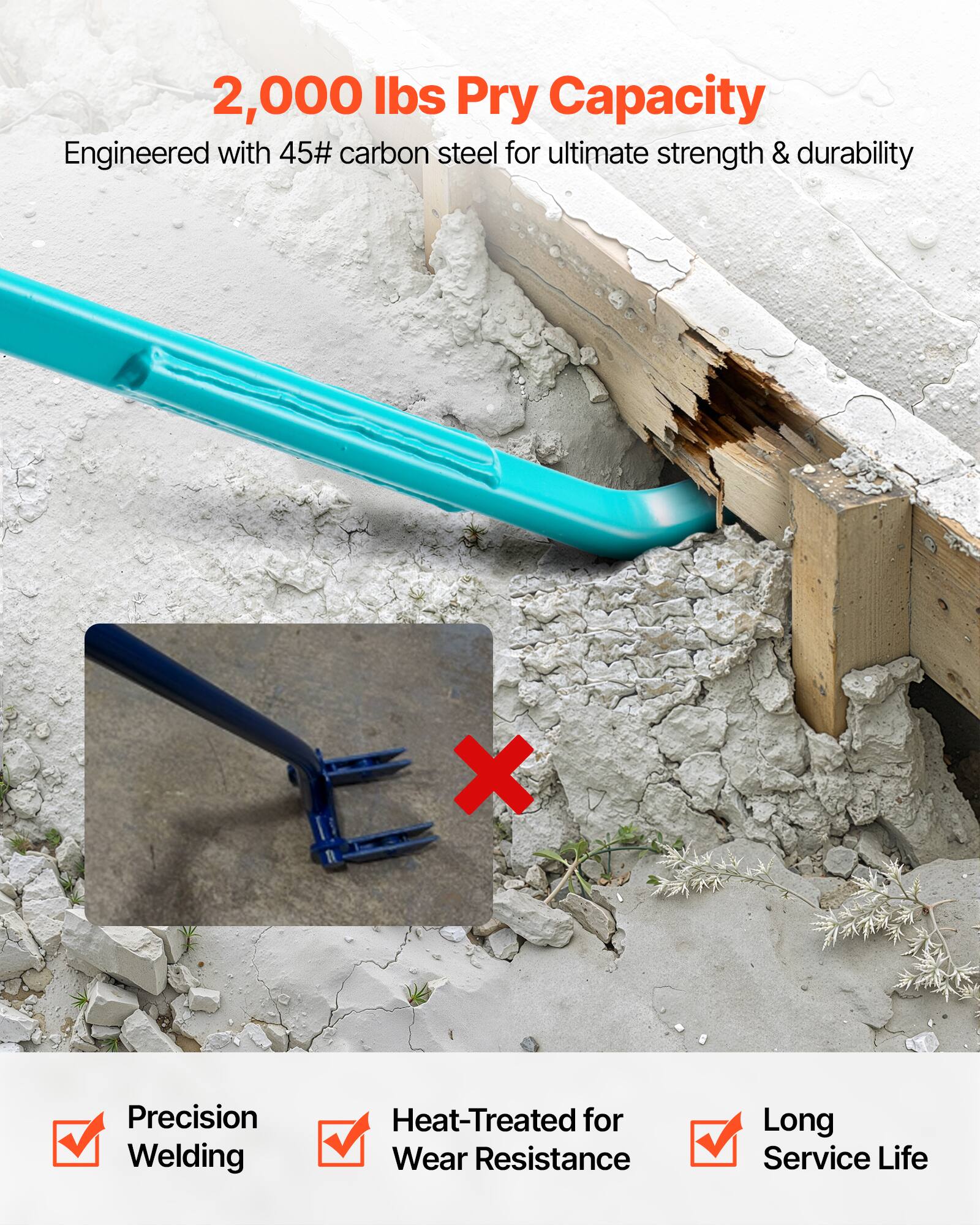 2,000 lbs Pry Capacity  
Engineered with 45# carbon steel for ultimate strength & durability  
Precision Welding  
Heat-Treated for Wear Resistance  
Long Service Life