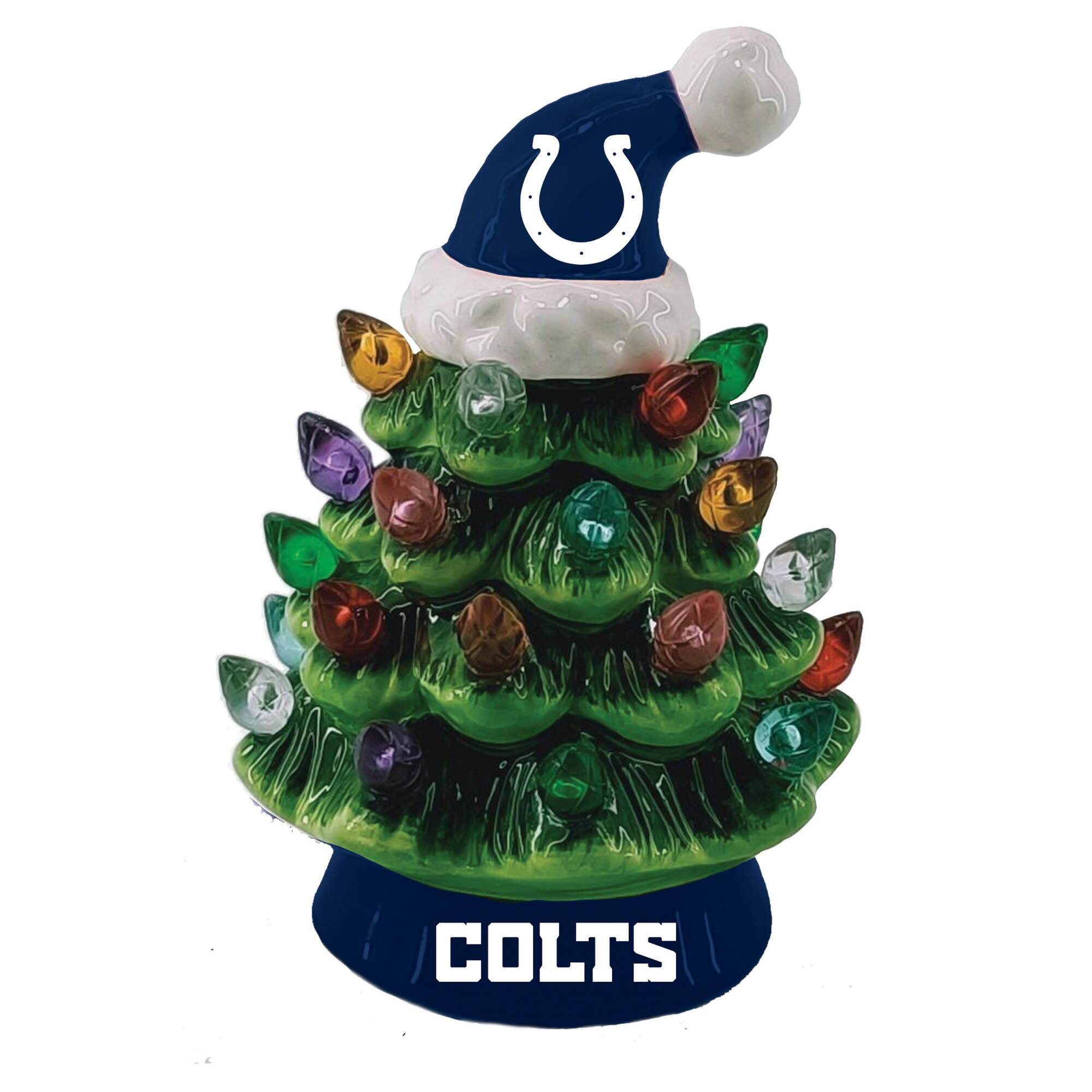 Alt View 1. Evergreen Enterprises - Indianapolis Colts 2-Pack 4" Ceramic LED Christmas Tree Set - Multicolor.