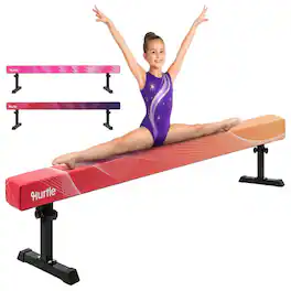 Hurtle - 8 Ft Adjustable Balance Beam for Kids & Beginners, Non-Slip Gymnastics Training Beam, Foldable, 220 lb - Peach