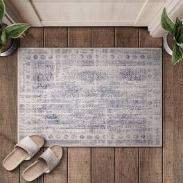 Sorbus - 2x3 Welcome Mat Rug for Entryway, Machine Washable, Non-Slip, Vintage Rug - Low Pile Non-Shedding Indoor Rugs - Border