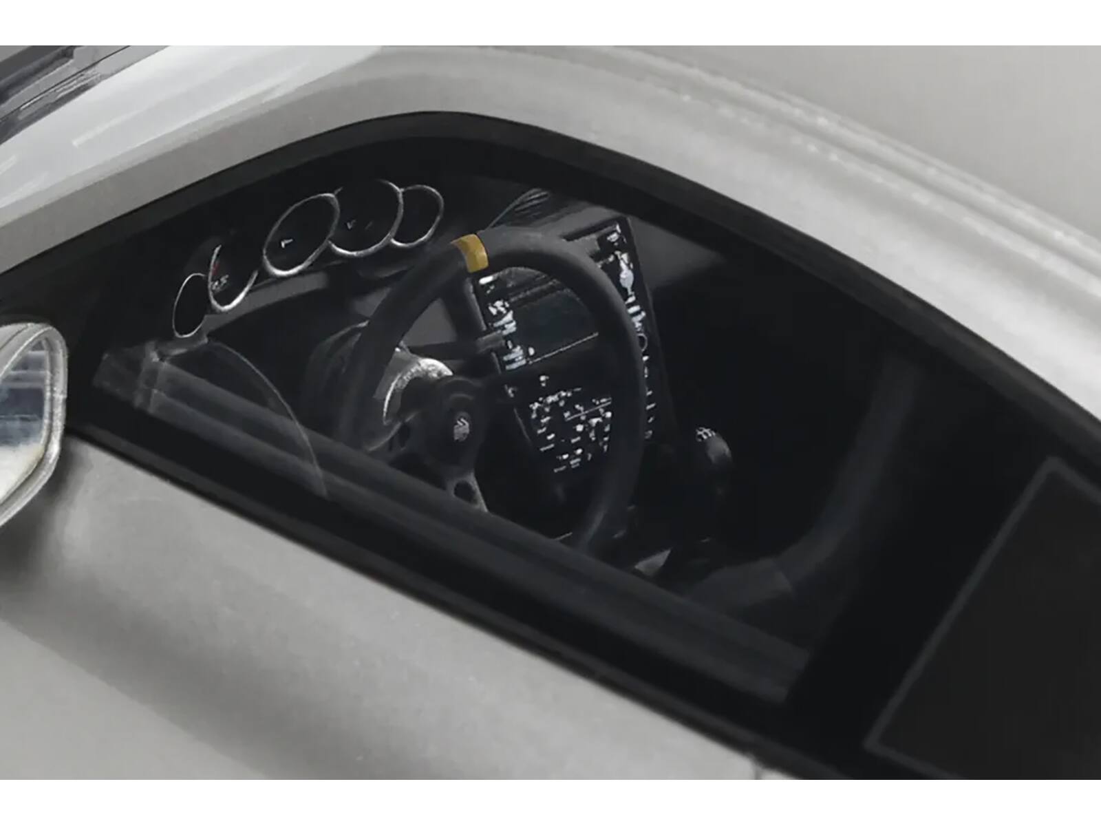 Angle. GT Spirit - 2024 Porsche 911 RWB Abu Silver Metallic with Black Hood 1/18 Model Car by GT Spirit - Silver Metallic with Black.