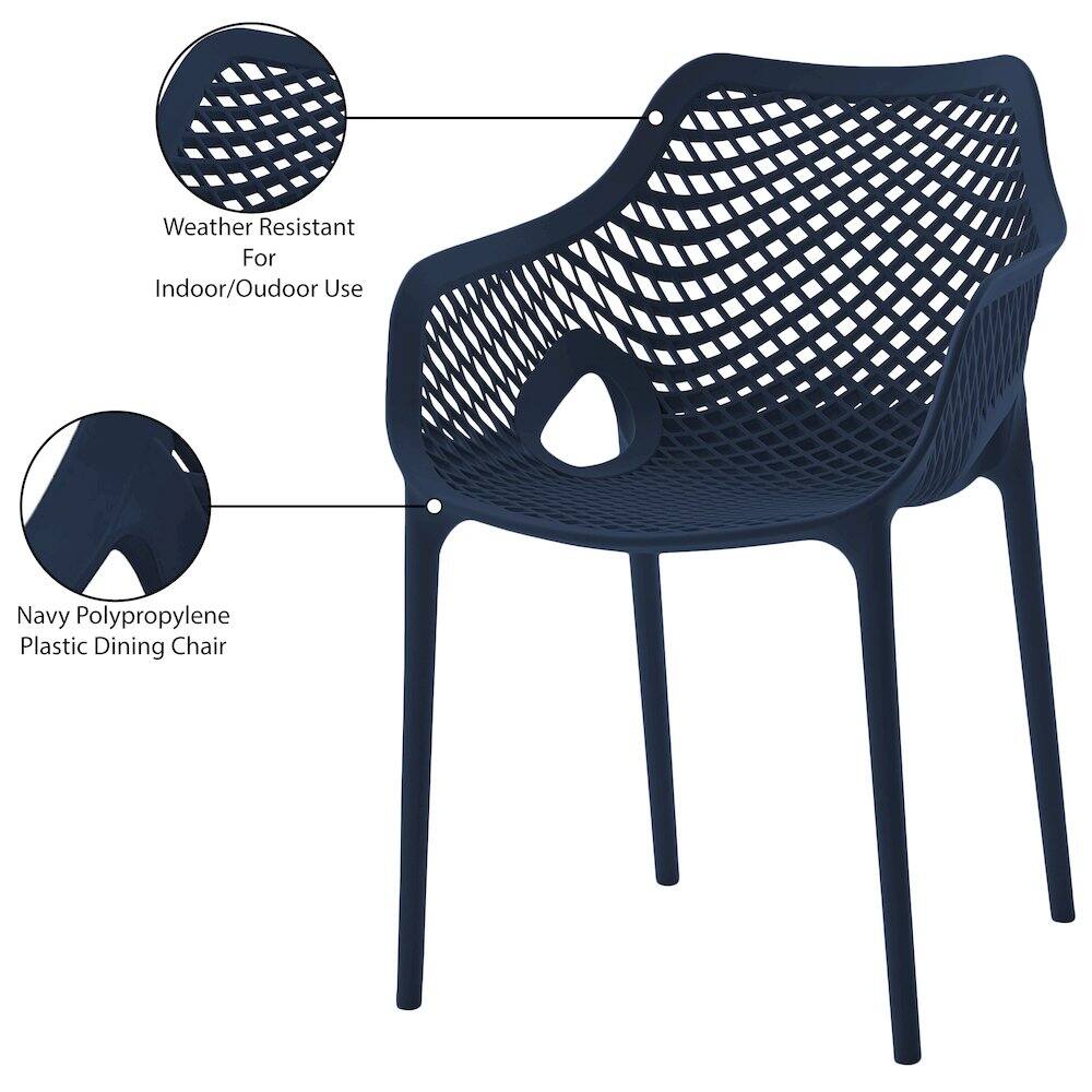 Weather Resistant for Indoor/Outdoor Use  
Navy Polypropylene Plastic Dining Chair