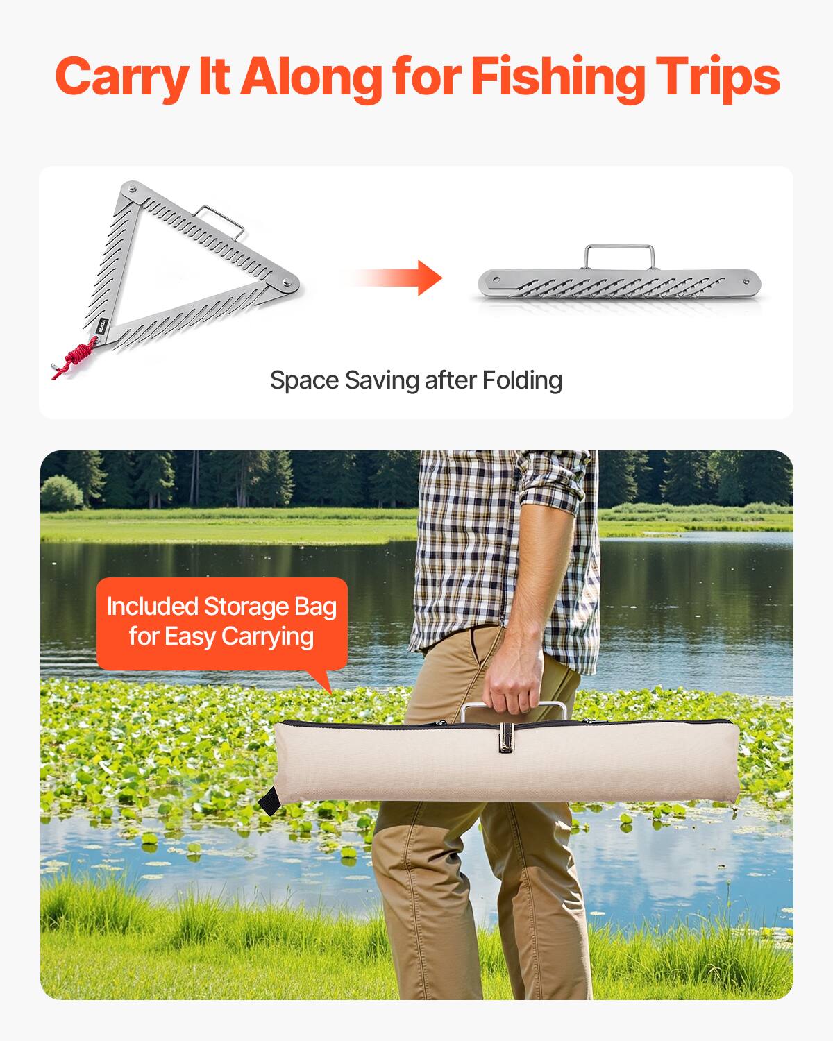 Carry It Along for Fishing Trips

Space Saving after Folding

Included Storage Bag for Easy Carrying