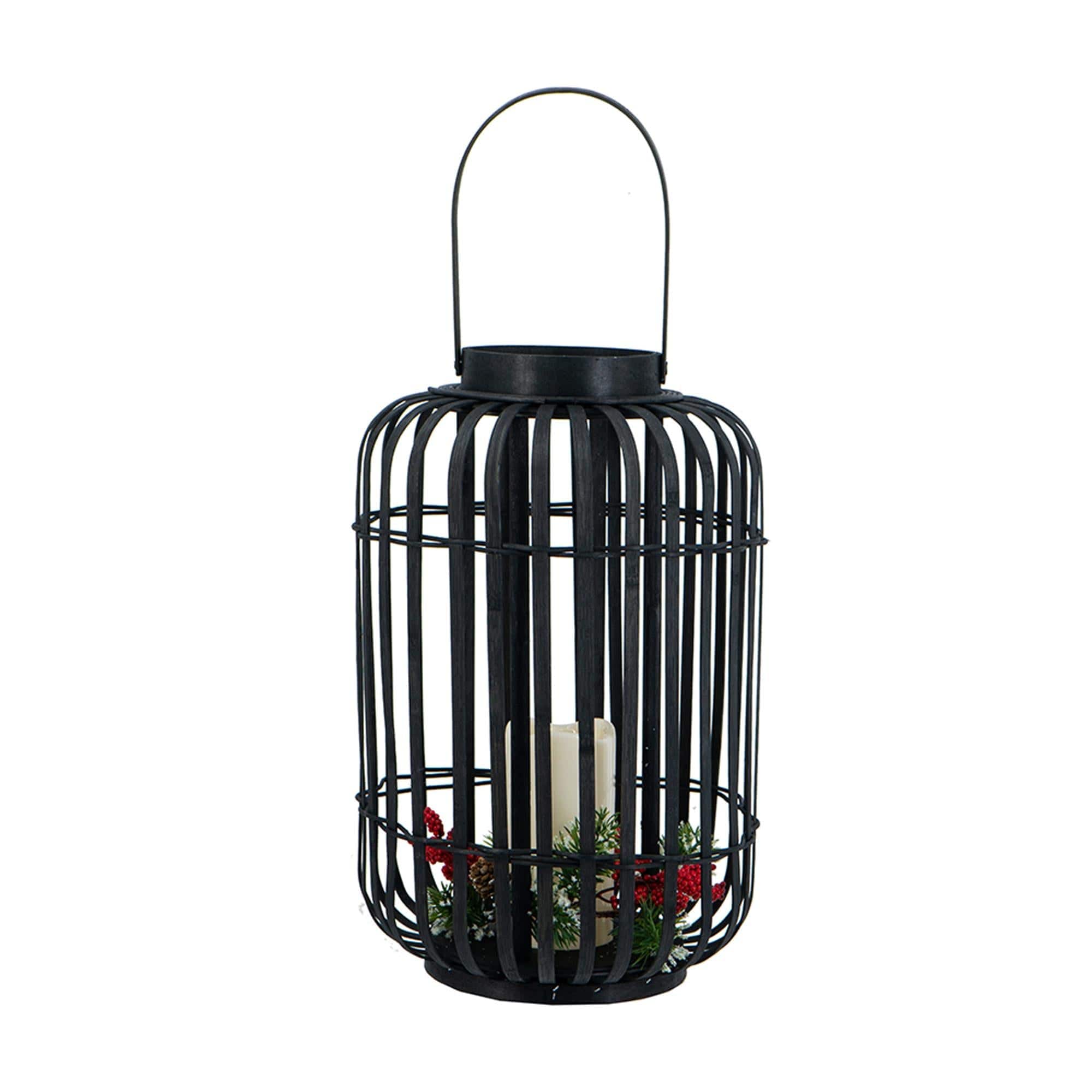 Boyel Living - Black Bamboo Lantern with White LED Candle