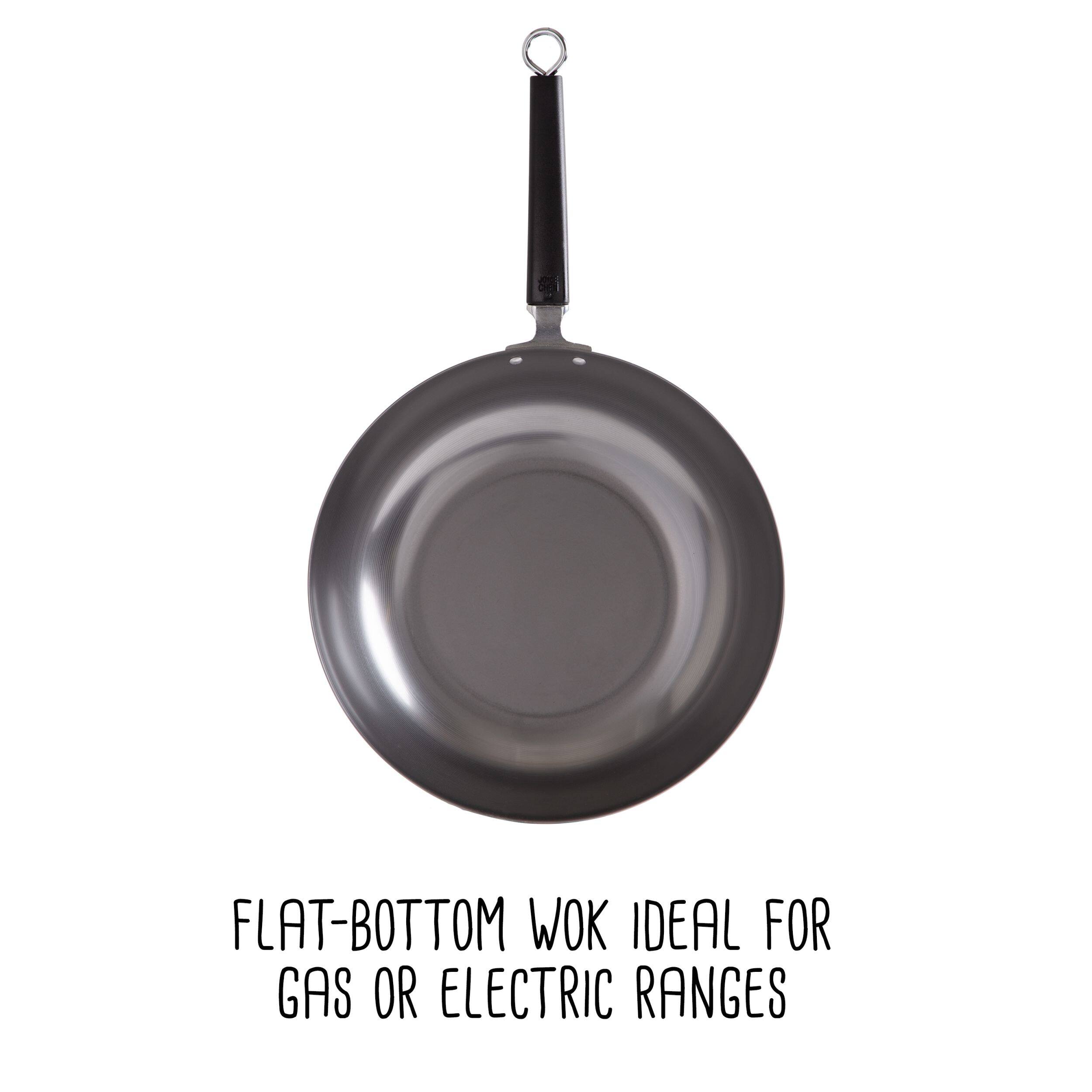 FLAT-BOTTOM WOK IDEAL FOR GAS OR ELECTRIC RANGES